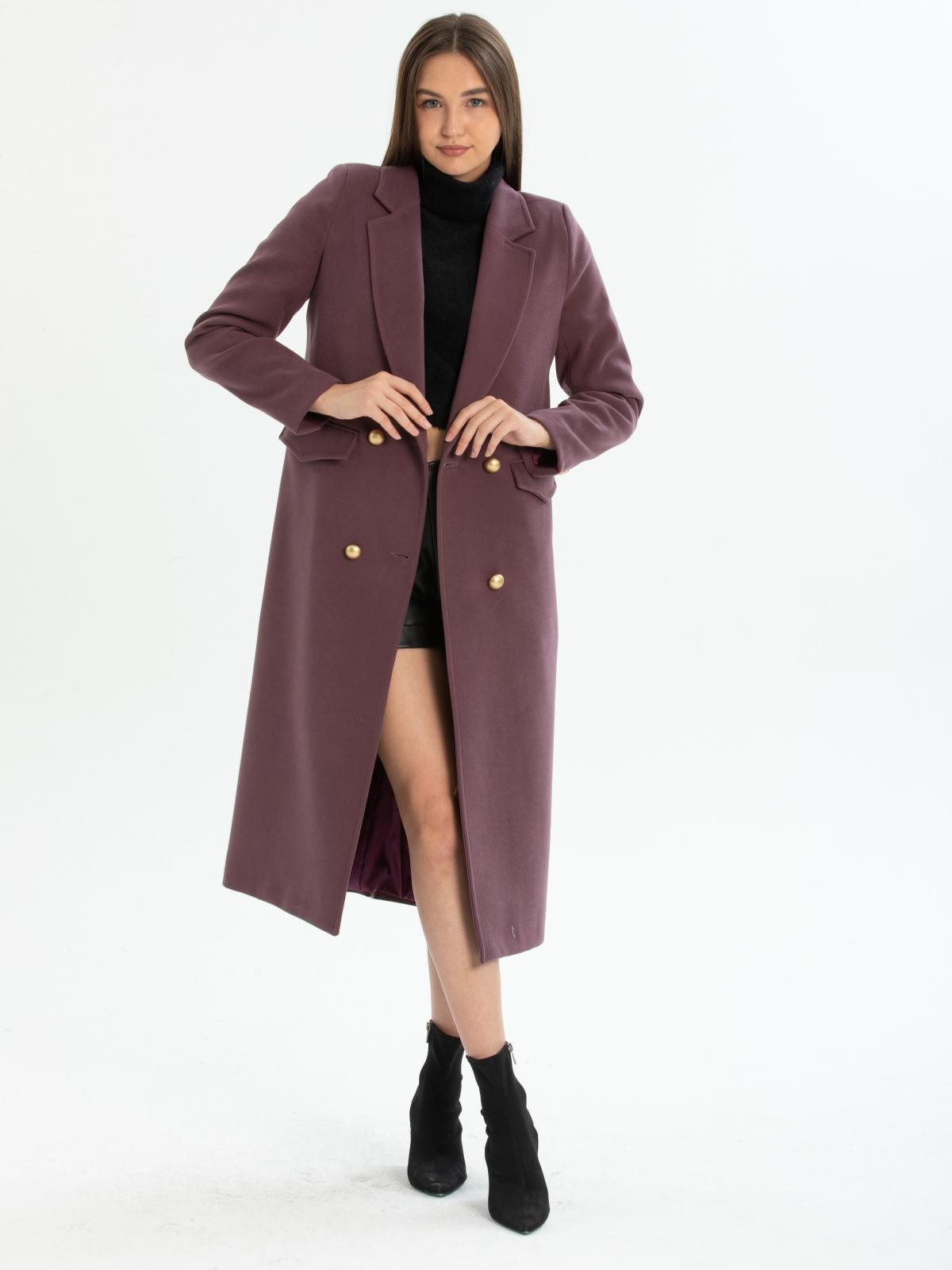 Women four-button coat wholesale Purple color 670449