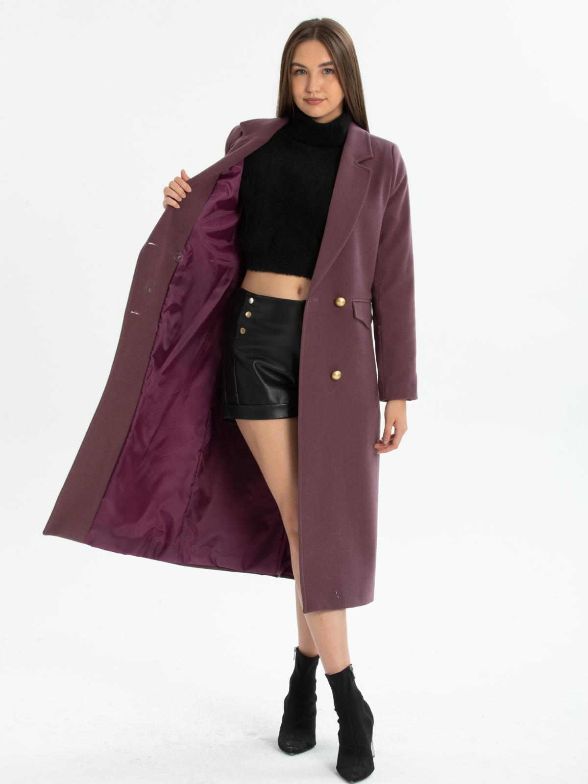 Women four-button coat wholesale Purple color 670449