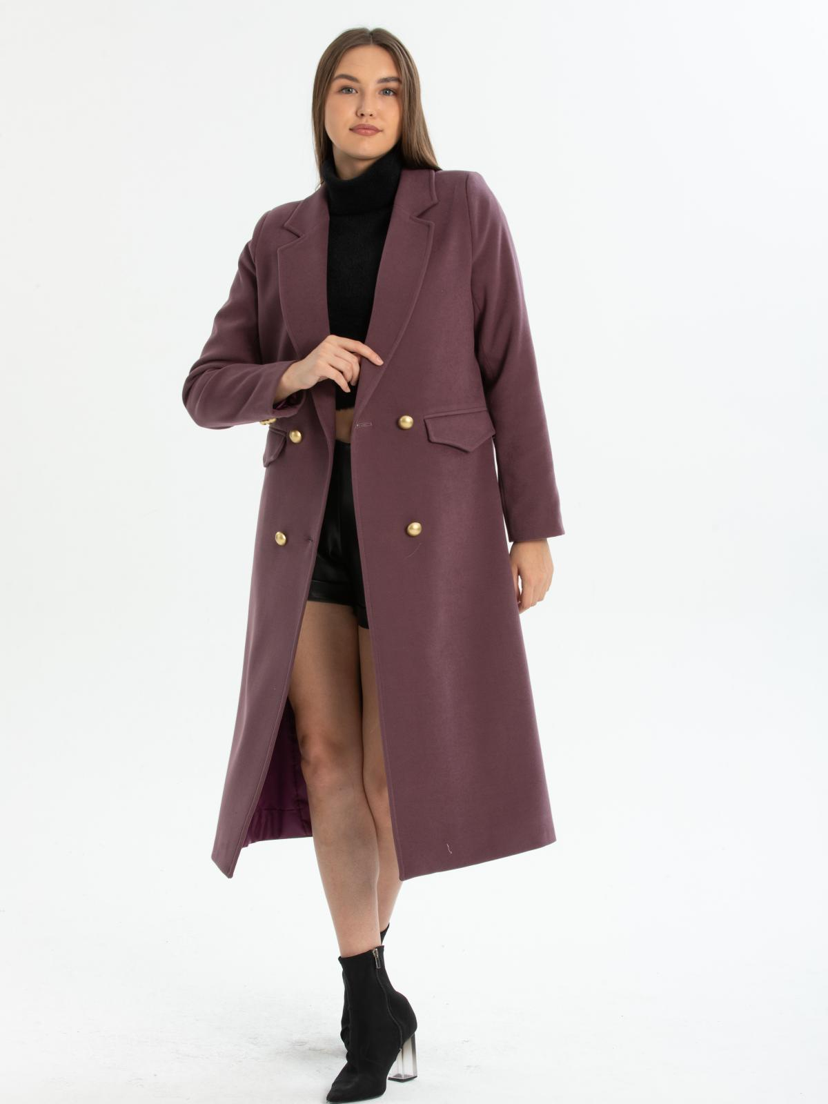 Women four-button coat wholesale Purple color 670449