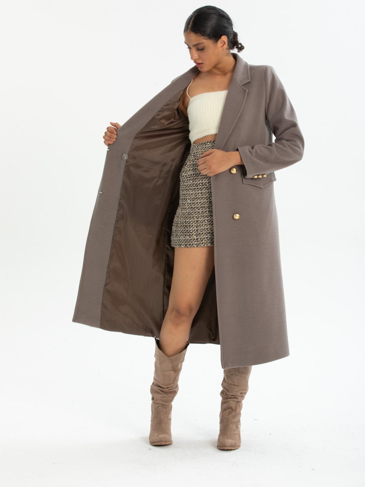 Women four-button coat wholesale Stone color 670457