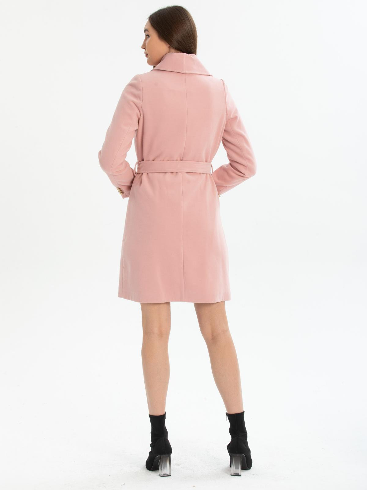 Women four-button coat with belt wholesale Baby Pink color