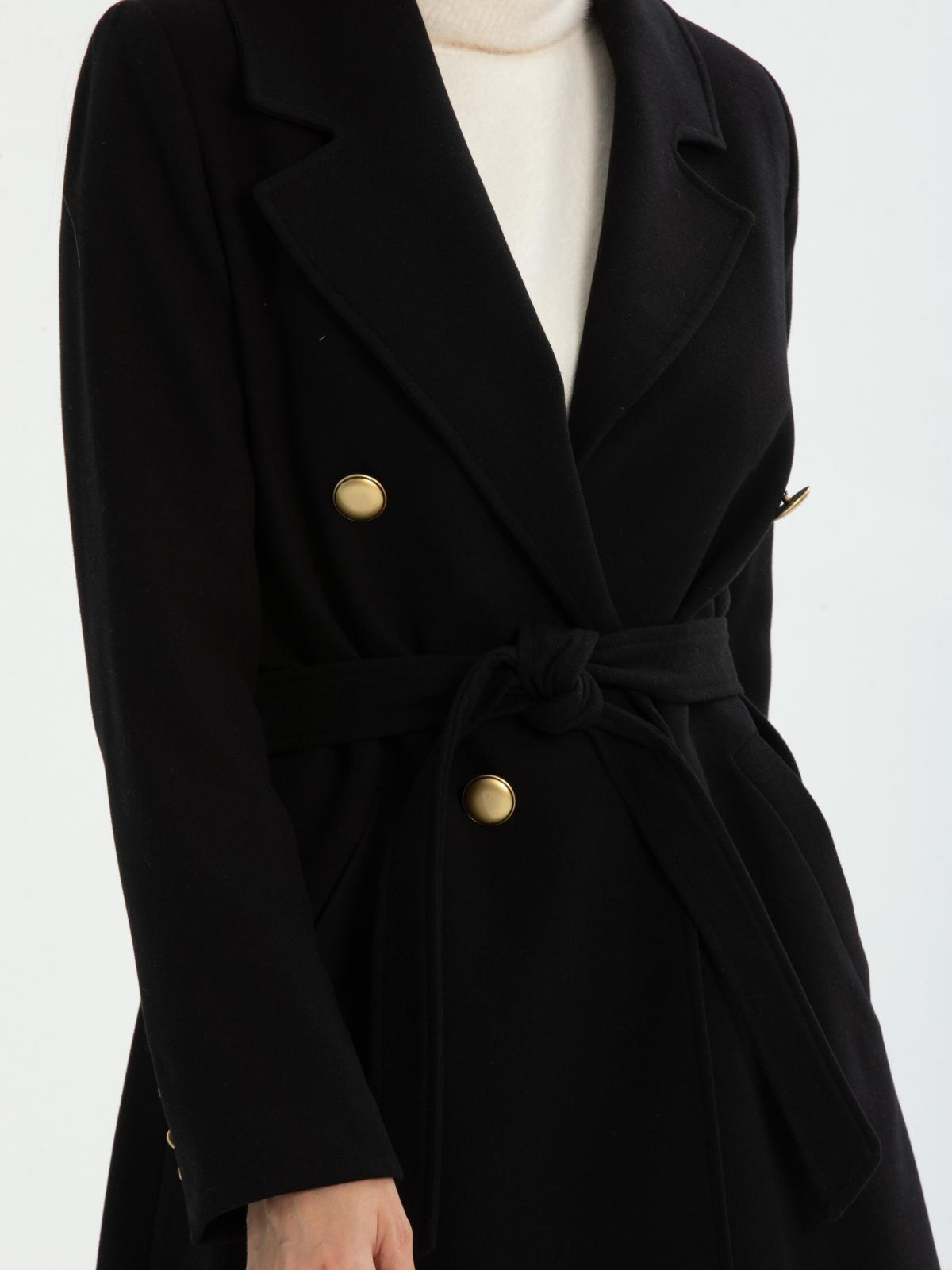 Women four-button coat with belt wholesale Black color