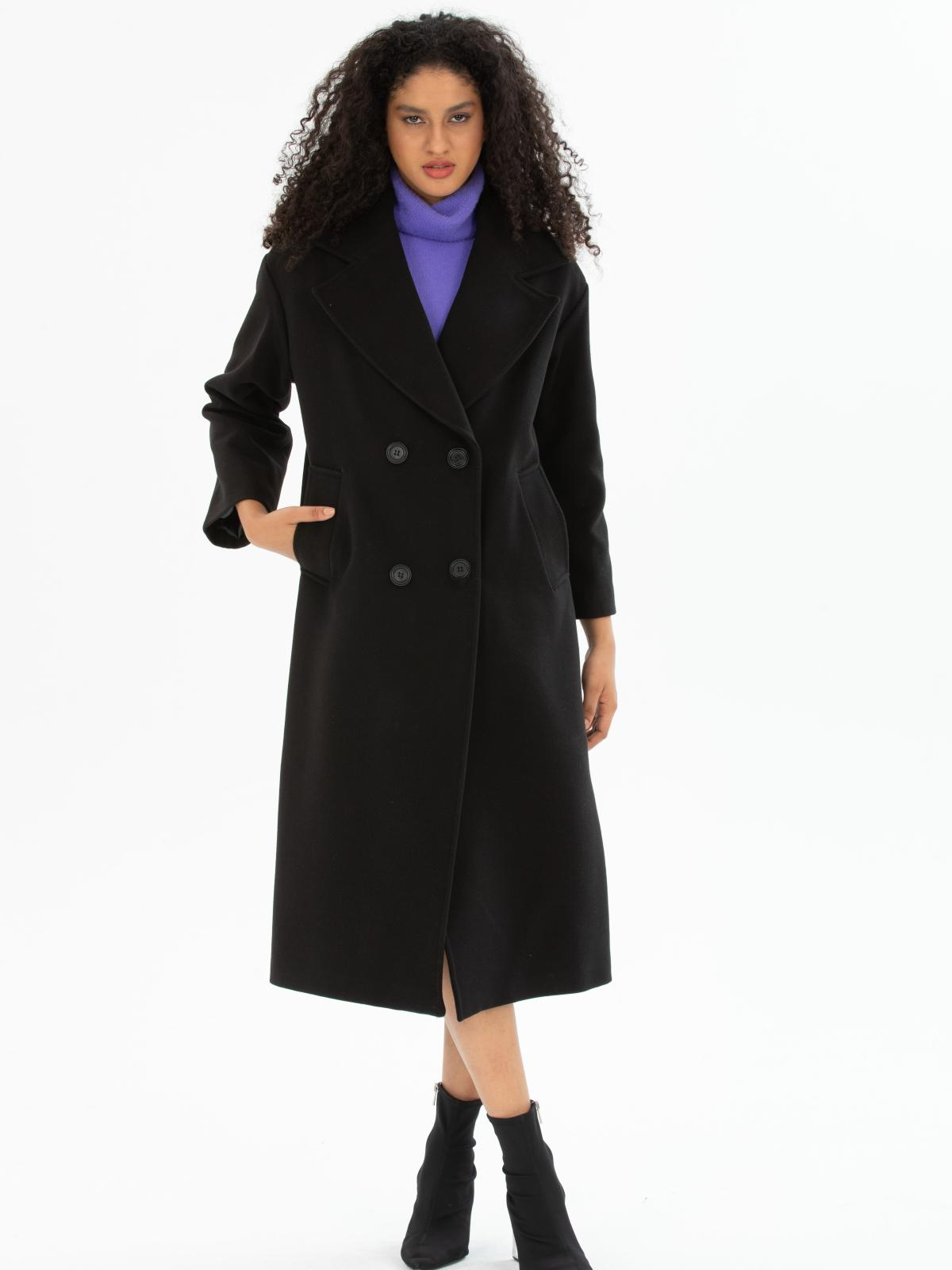 Women four-buttons coat wholesale Black color 670516