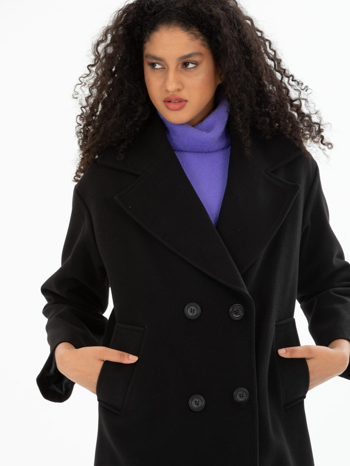 Women four-buttons coat wholesale Black color 670516