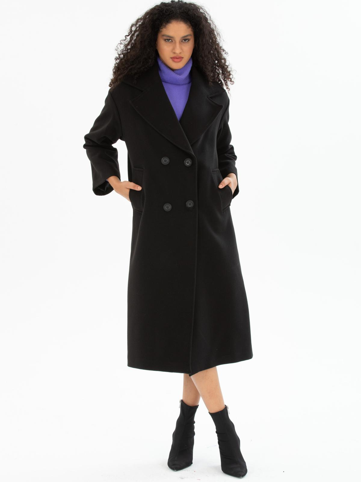 Women four-buttons coat wholesale Black color 670516
