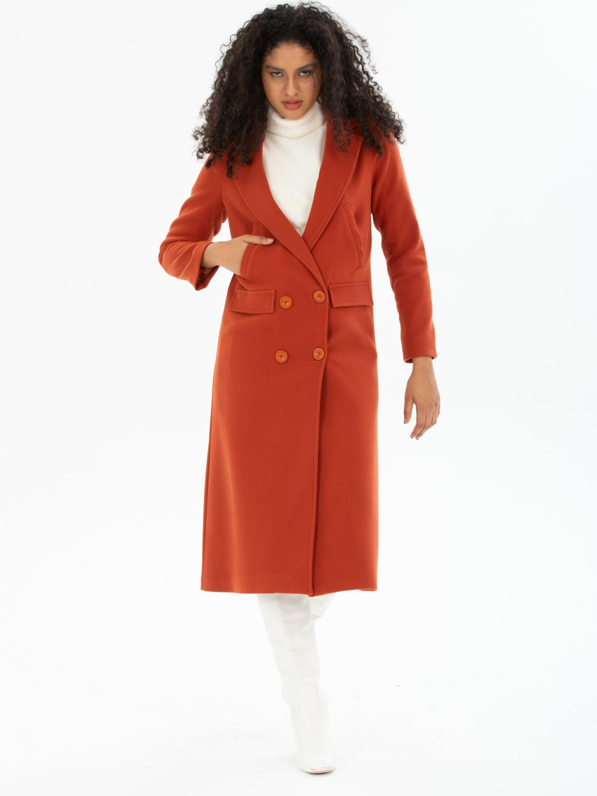 Women four-buttons coat wholesale Brick Red color 670438