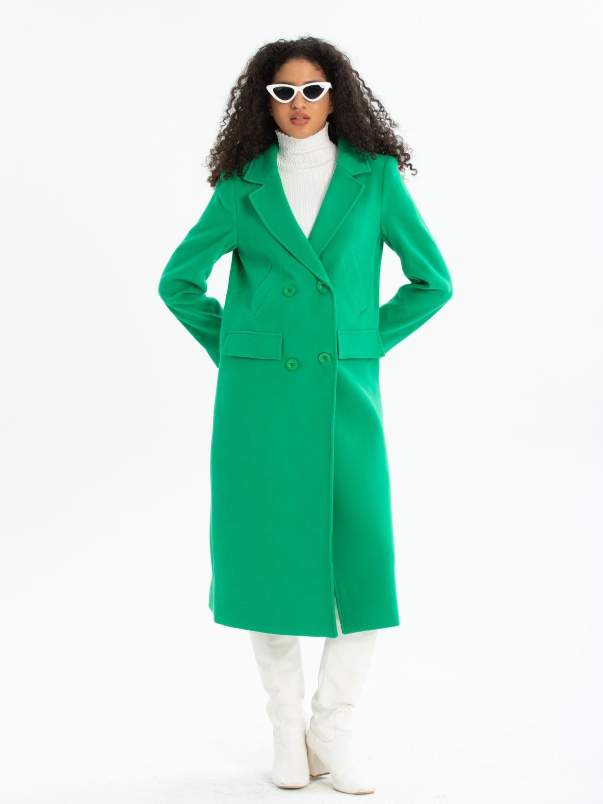 Women four-buttons coat wholesale Green color 670437
