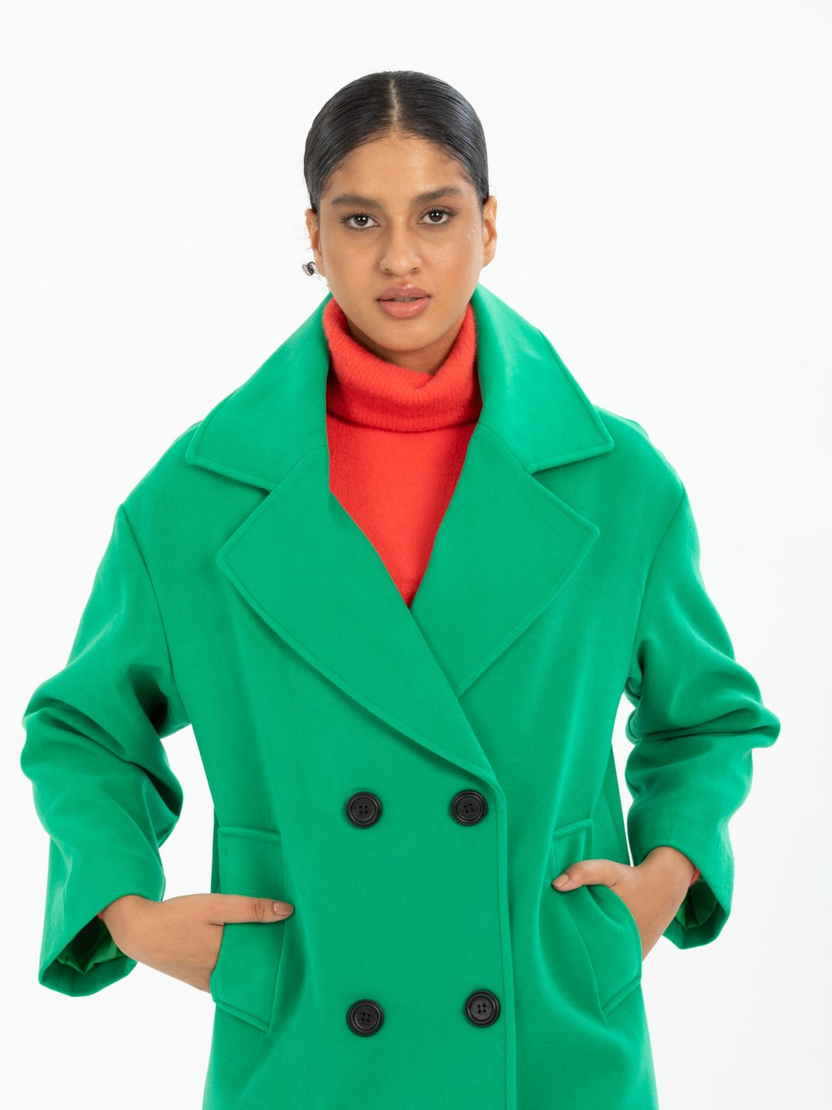 Women four-buttons coat wholesale Green color 669535
