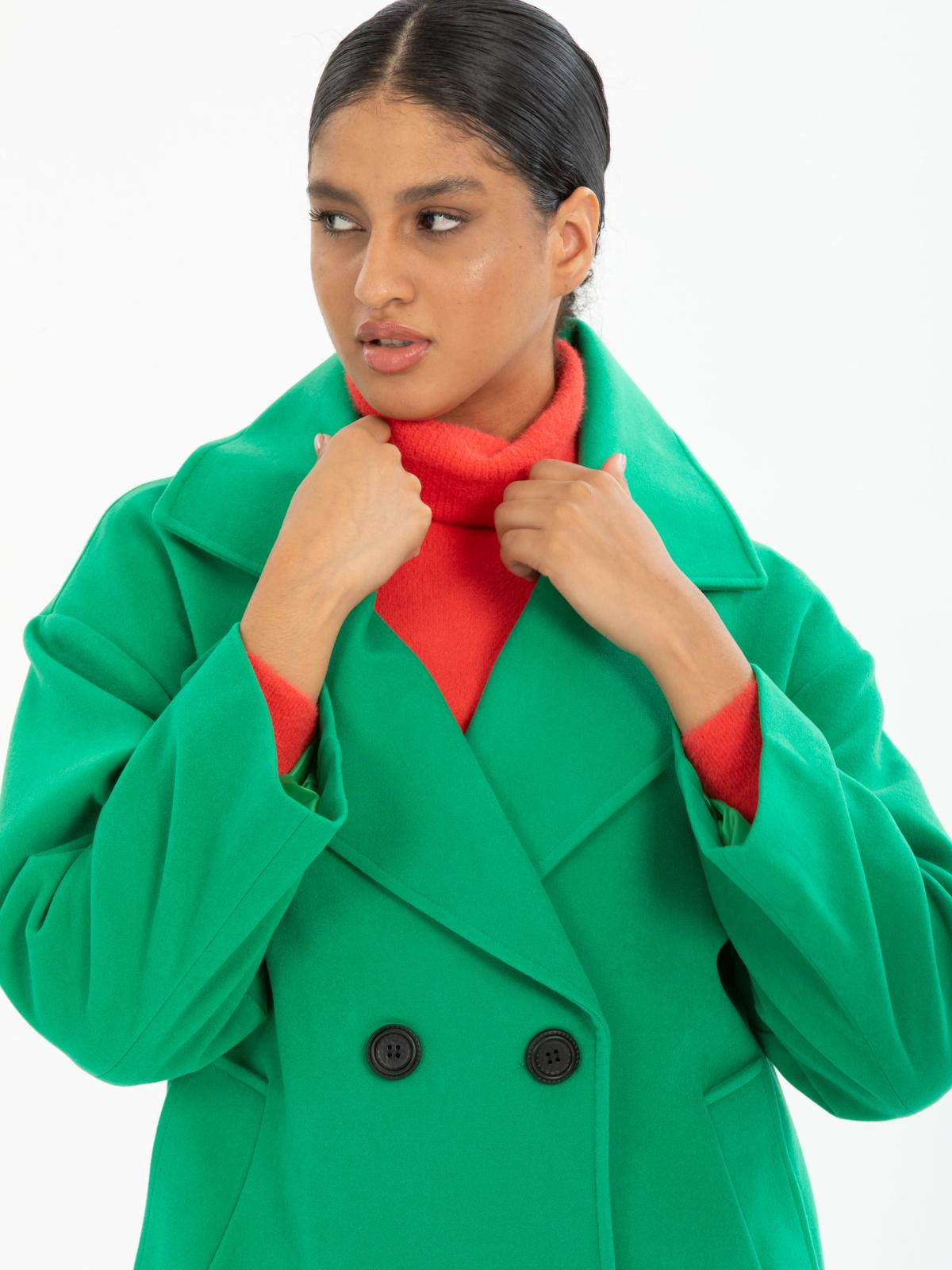 Women four-buttons coat wholesale Green color 669535