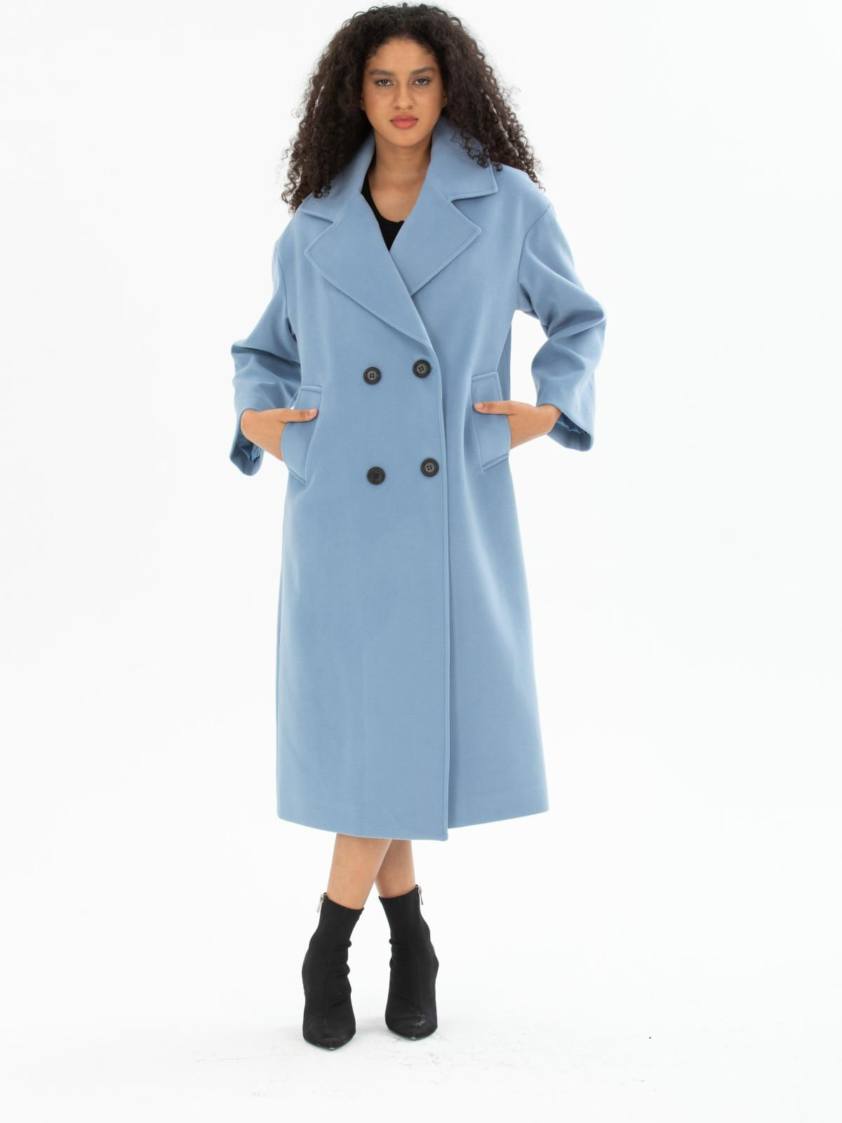 Women four-buttons coat wholesale Light Blue color 669536