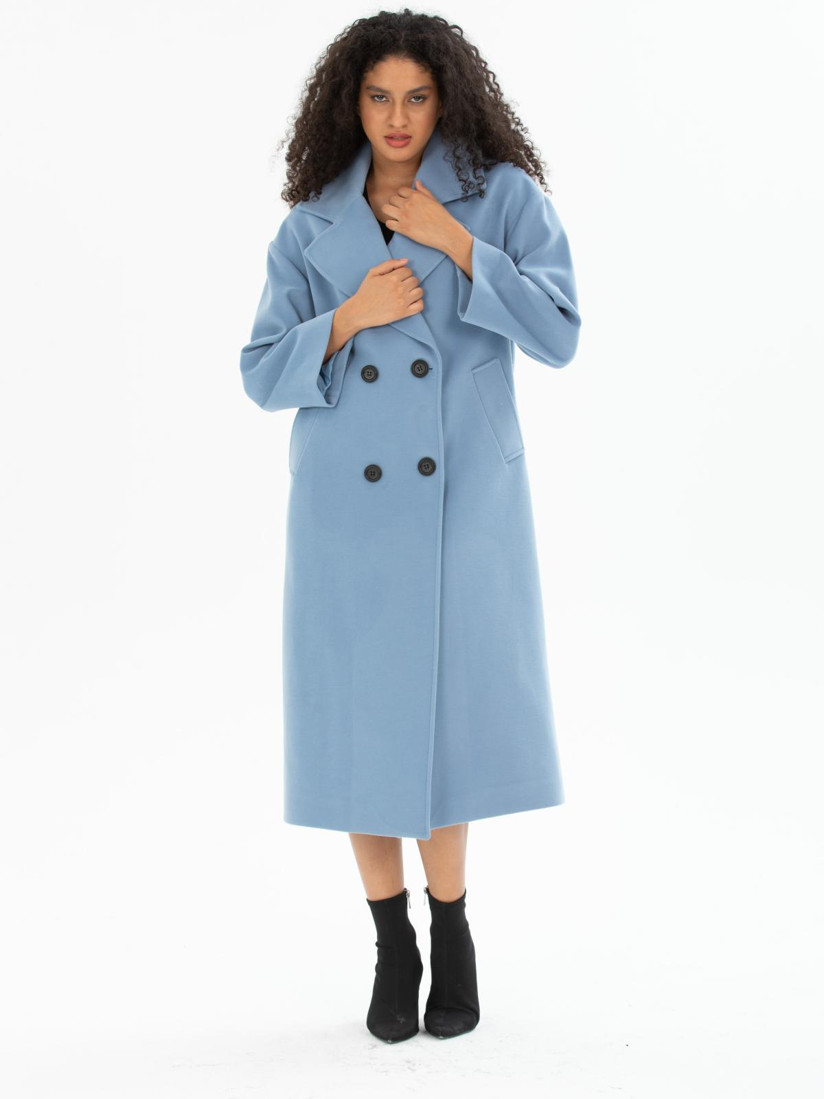 Women four-buttons coat wholesale Light Blue color 669536