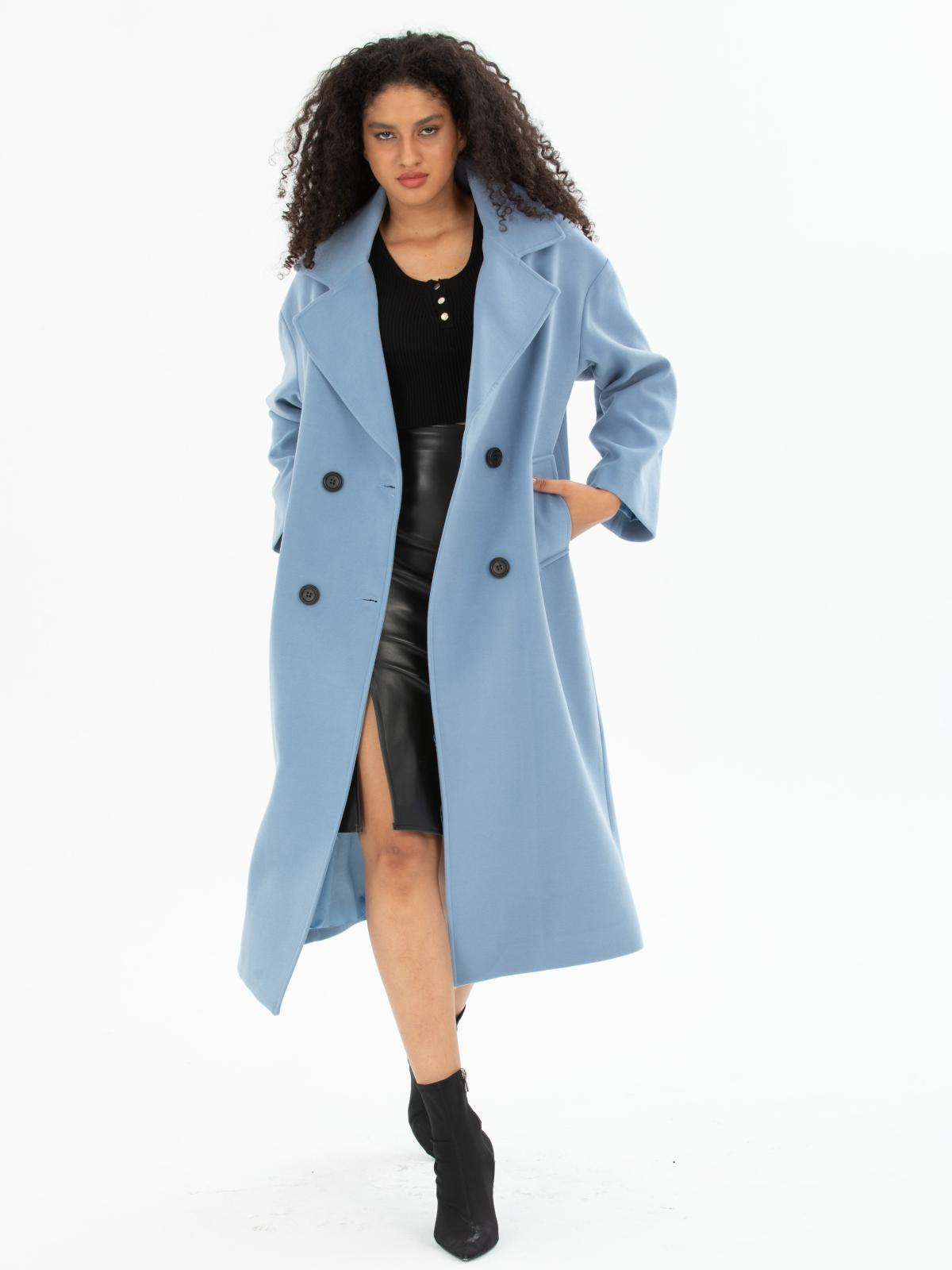 Women four-buttons coat wholesale Light Blue color 669536
