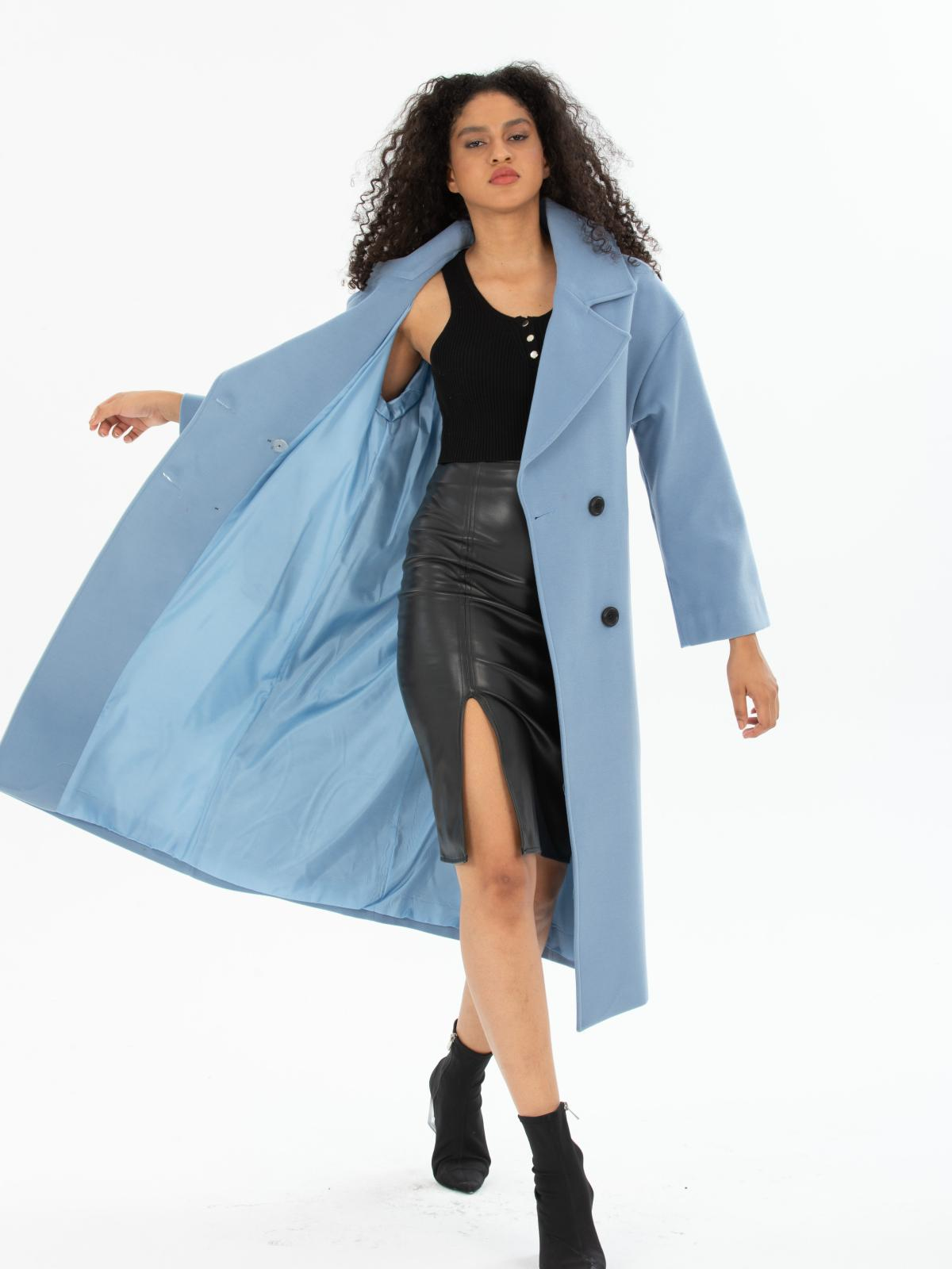 Women four-buttons coat wholesale Light Blue color 669536
