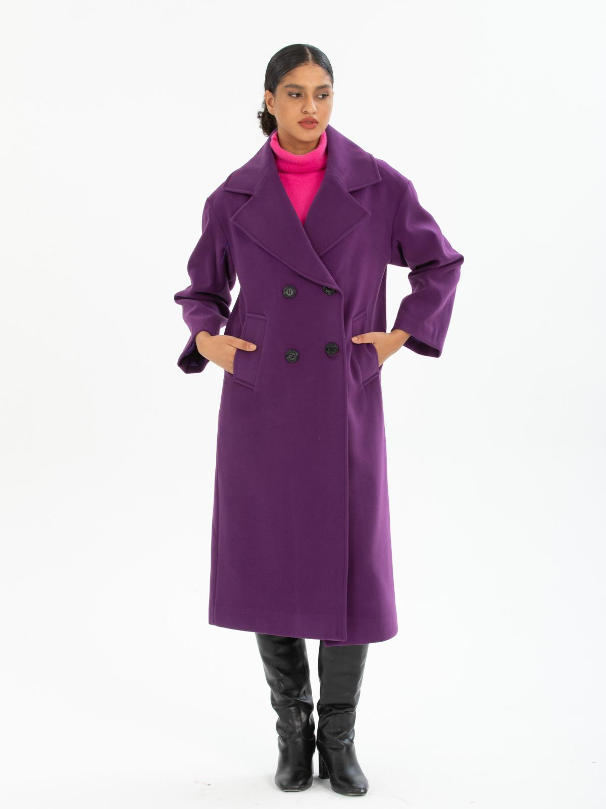 Women four-buttons coat wholesale Purple color 669538
