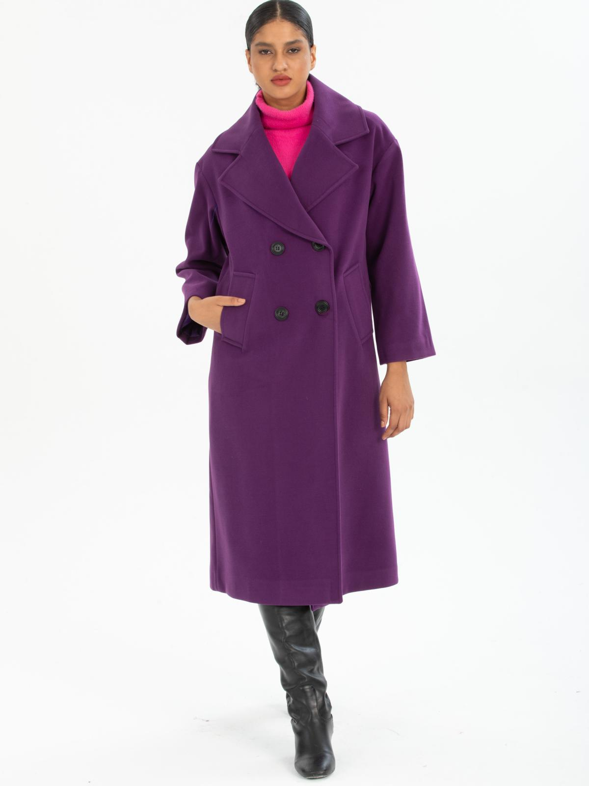 Women four-buttons coat wholesale Purple color 669538