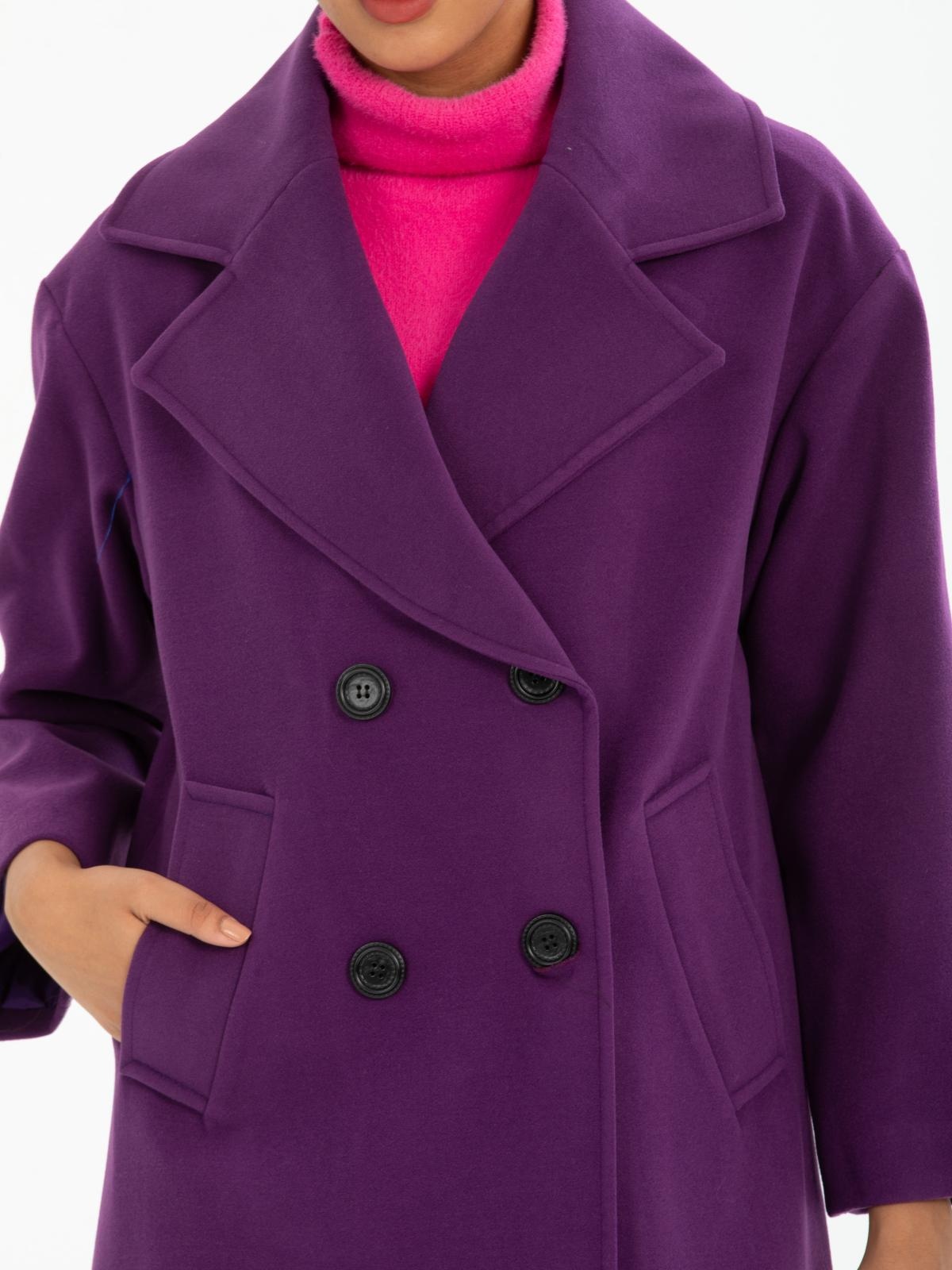 Women four-buttons coat wholesale Purple color 669538