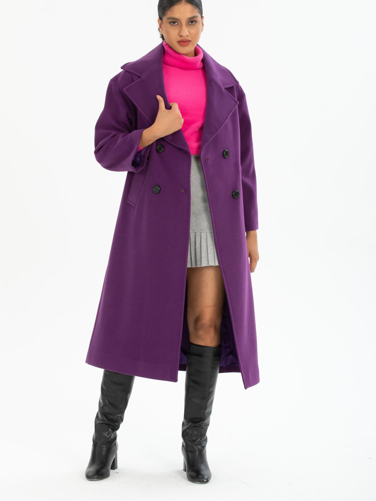 Women four-buttons coat wholesale Purple color 669538