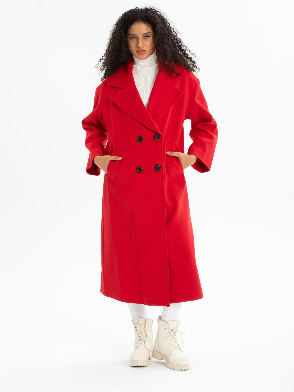 Women four-buttons coat wholesale Red color 669537