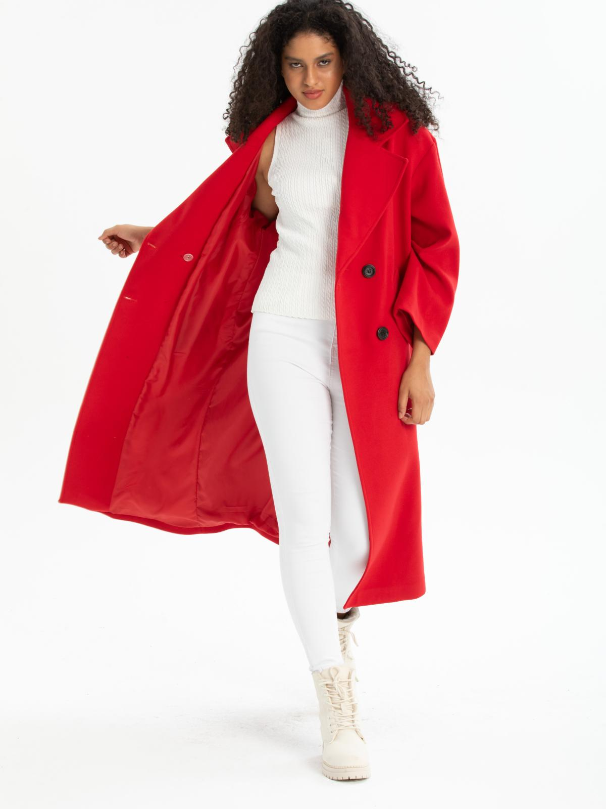 Women four-buttons coat wholesale Red color 669537