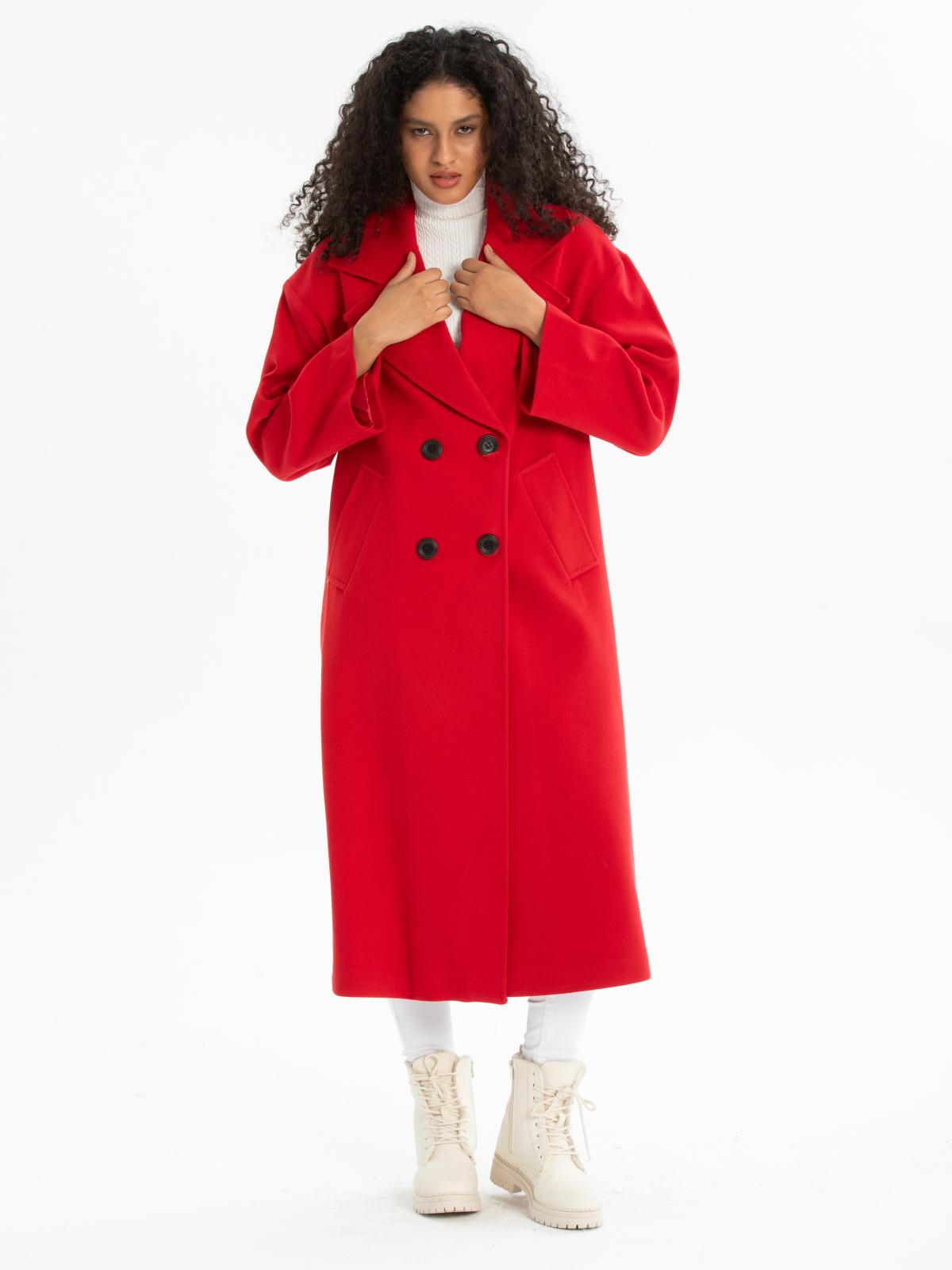 Women four-buttons coat wholesale Red color 669537