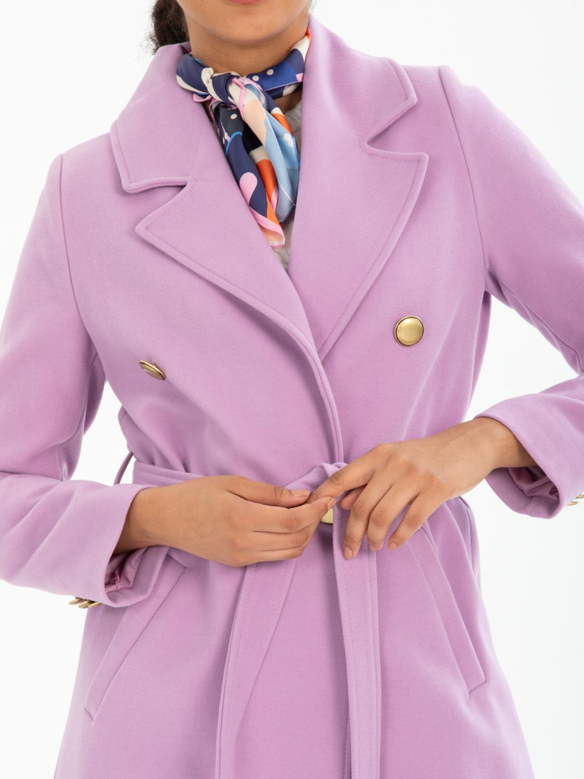 Women four-buttons coat with belt wholesale Lilac color 670494
