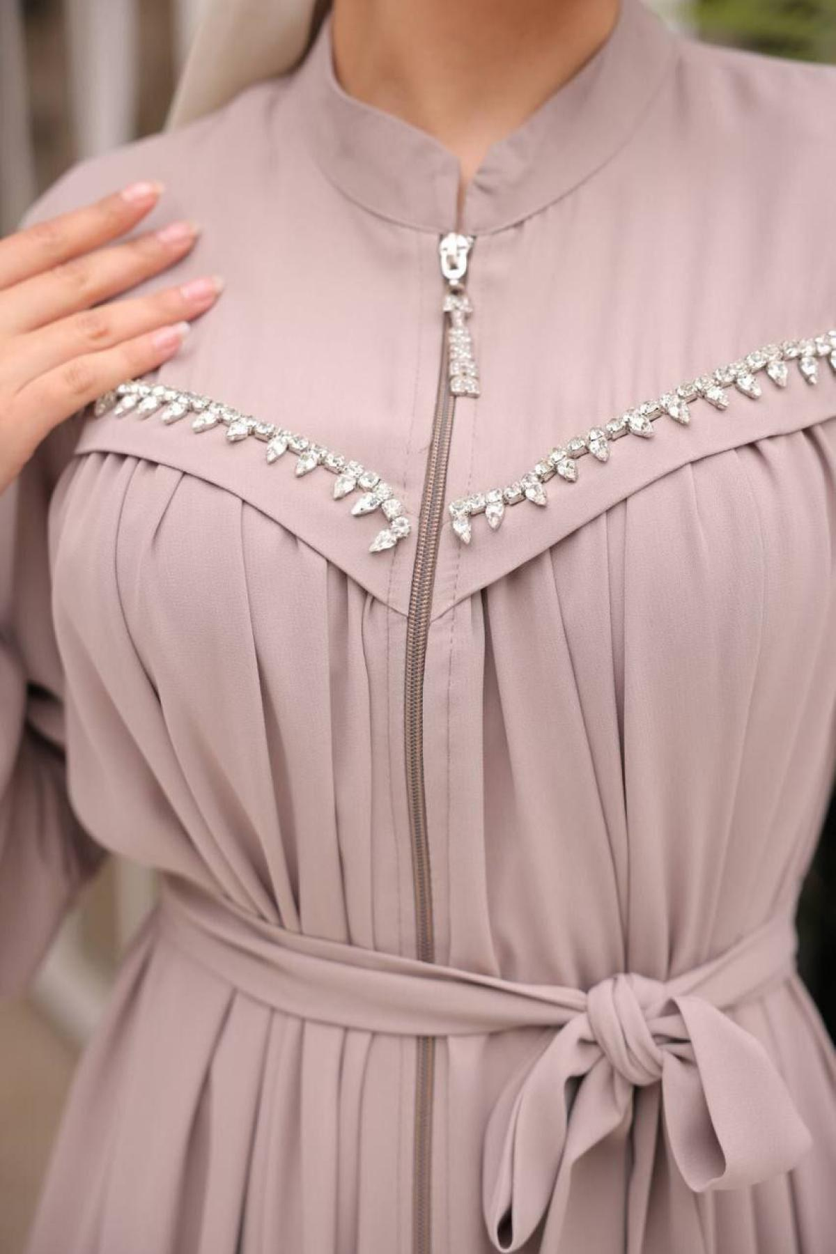 Women hijab maxi dress wholesale Beige color 697400