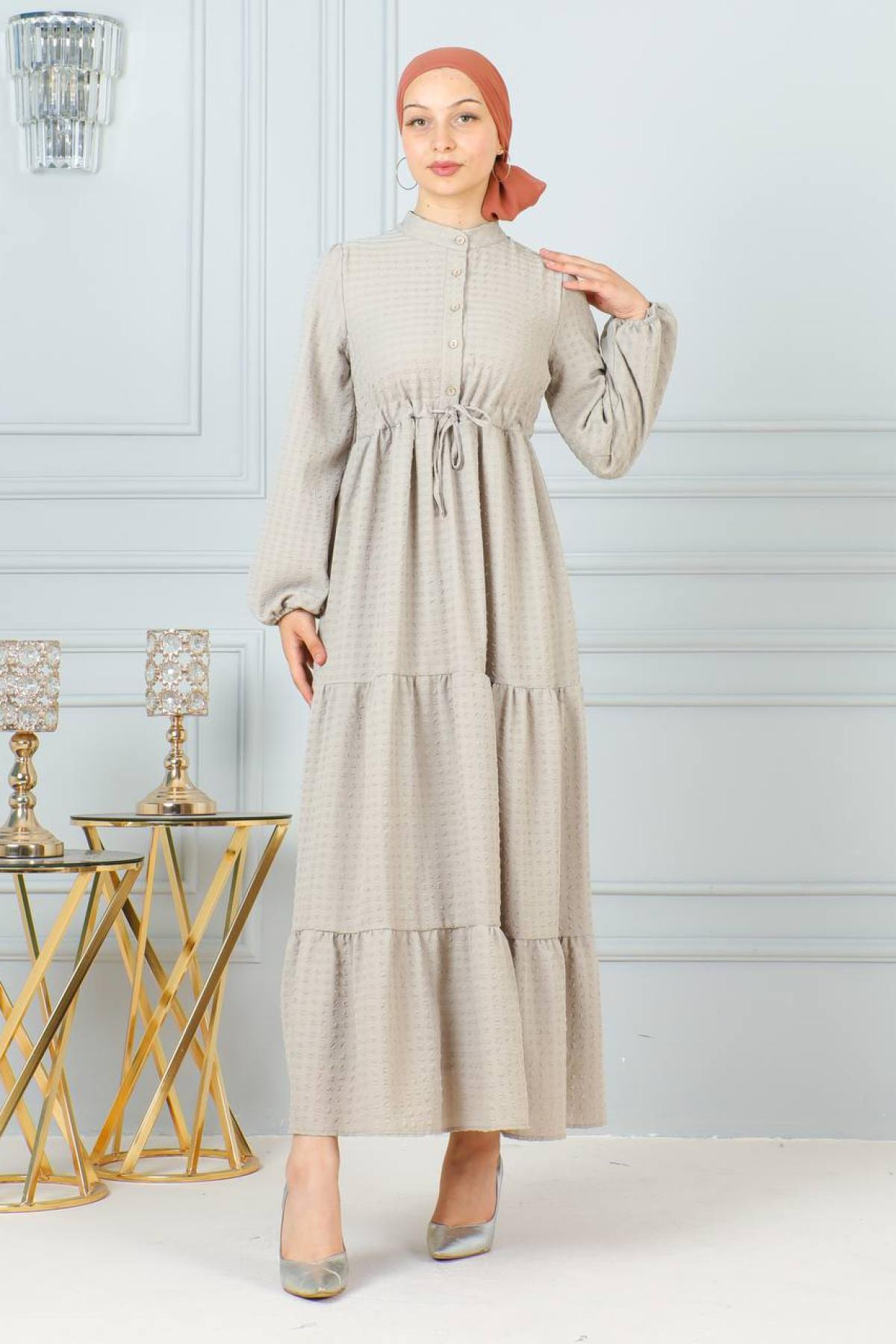 Women hijab maxi dress wholesale Beige color 695799