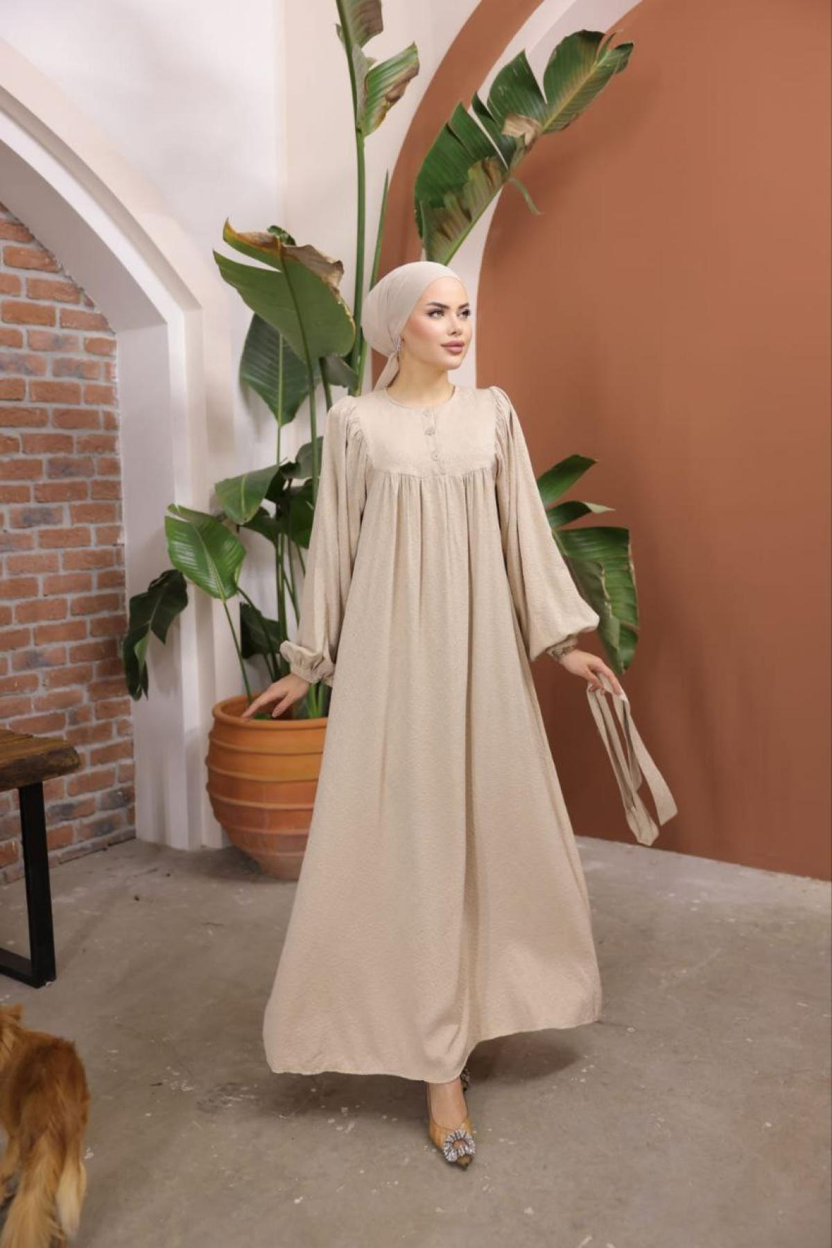 Women hijab maxi dress wholesale Beige color 697421