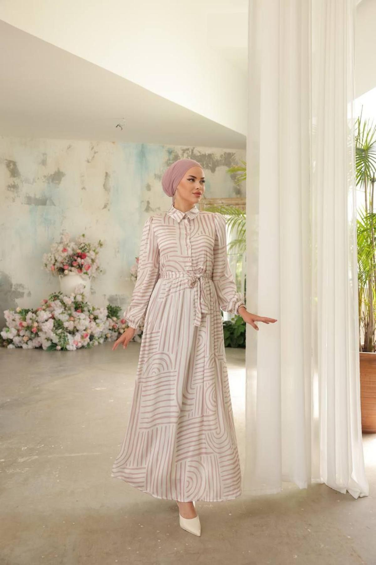 Women hijab maxi dress wholesale Beige color 697338