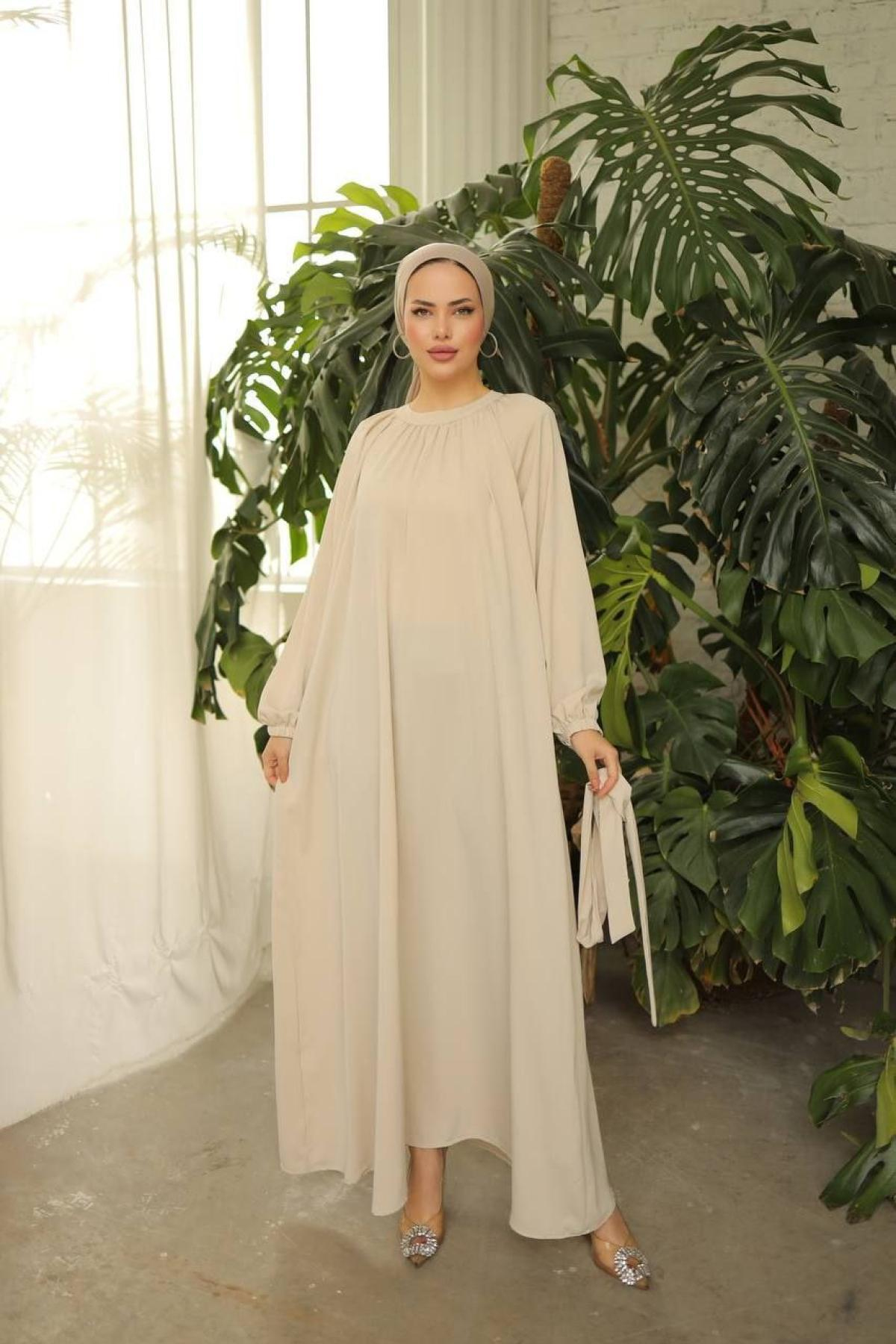 Women hijab maxi dress wholesale Beige color 697456