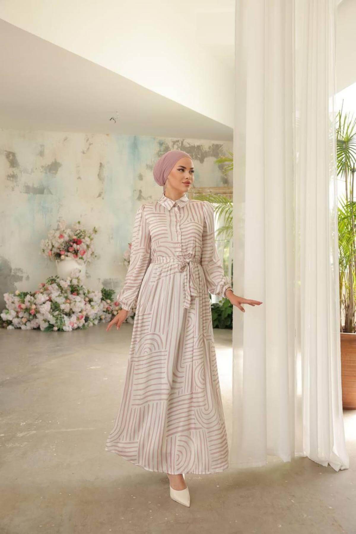 Women hijab maxi dress wholesale Beige color 697338