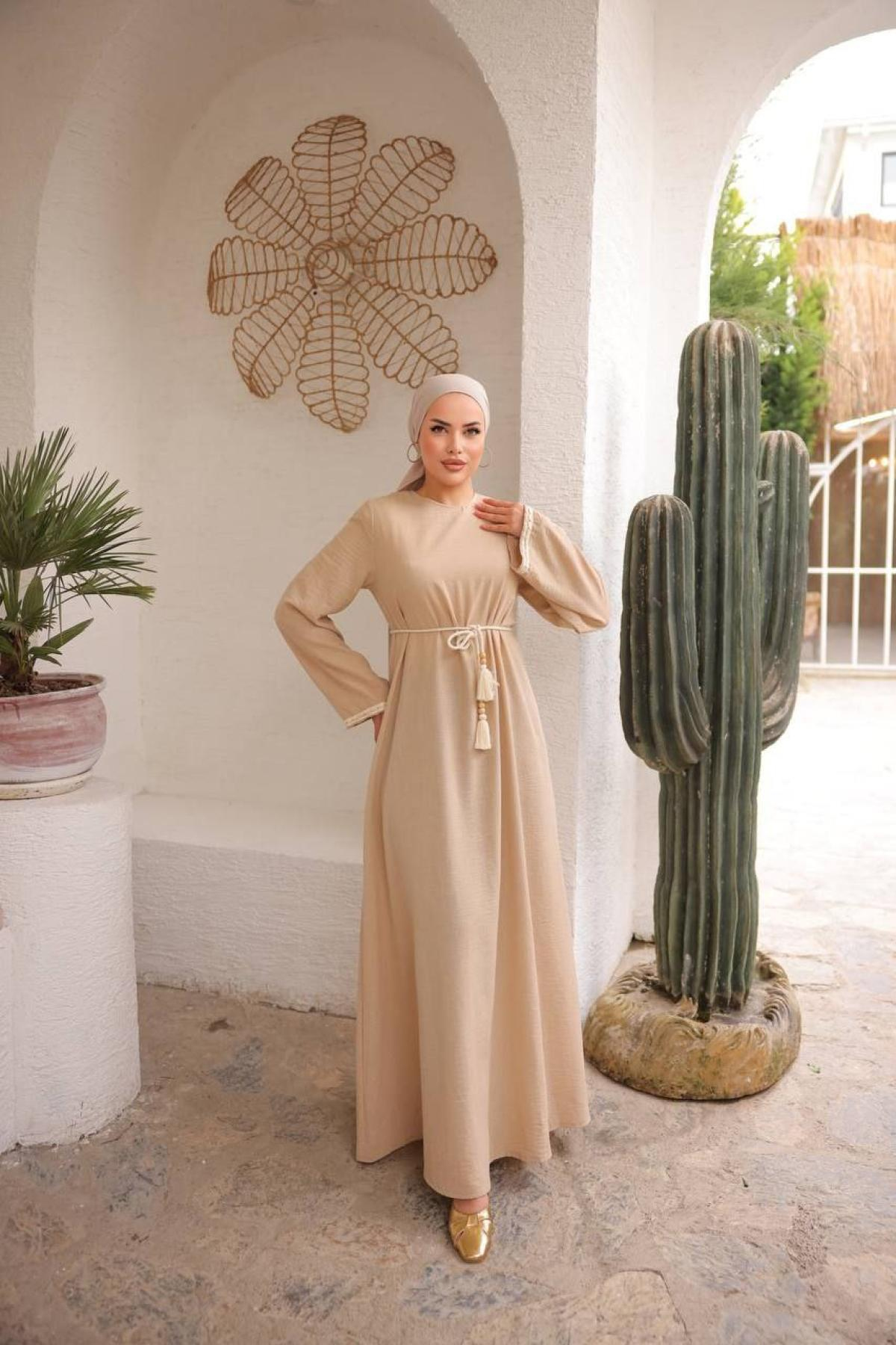Women hijab maxi dress wholesale Beige color 697427