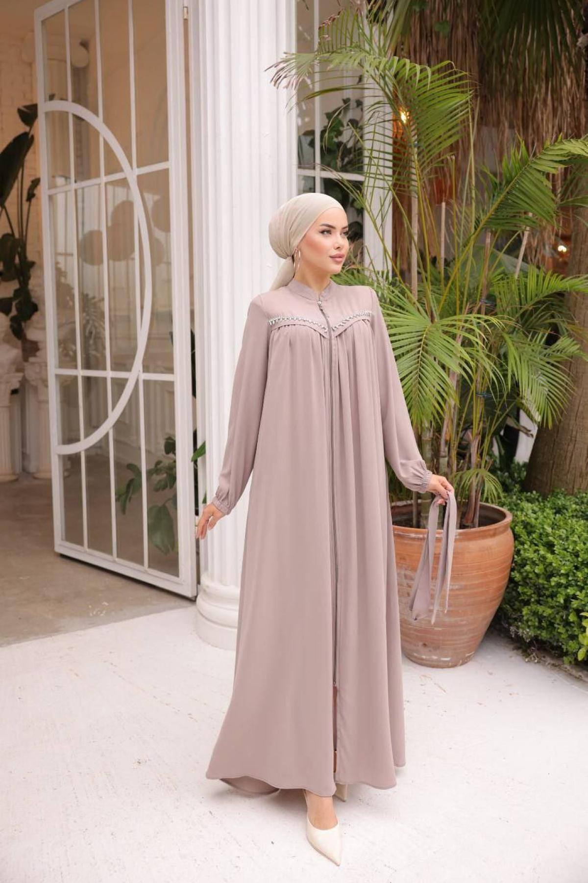 Women hijab maxi dress wholesale Beige color 697400