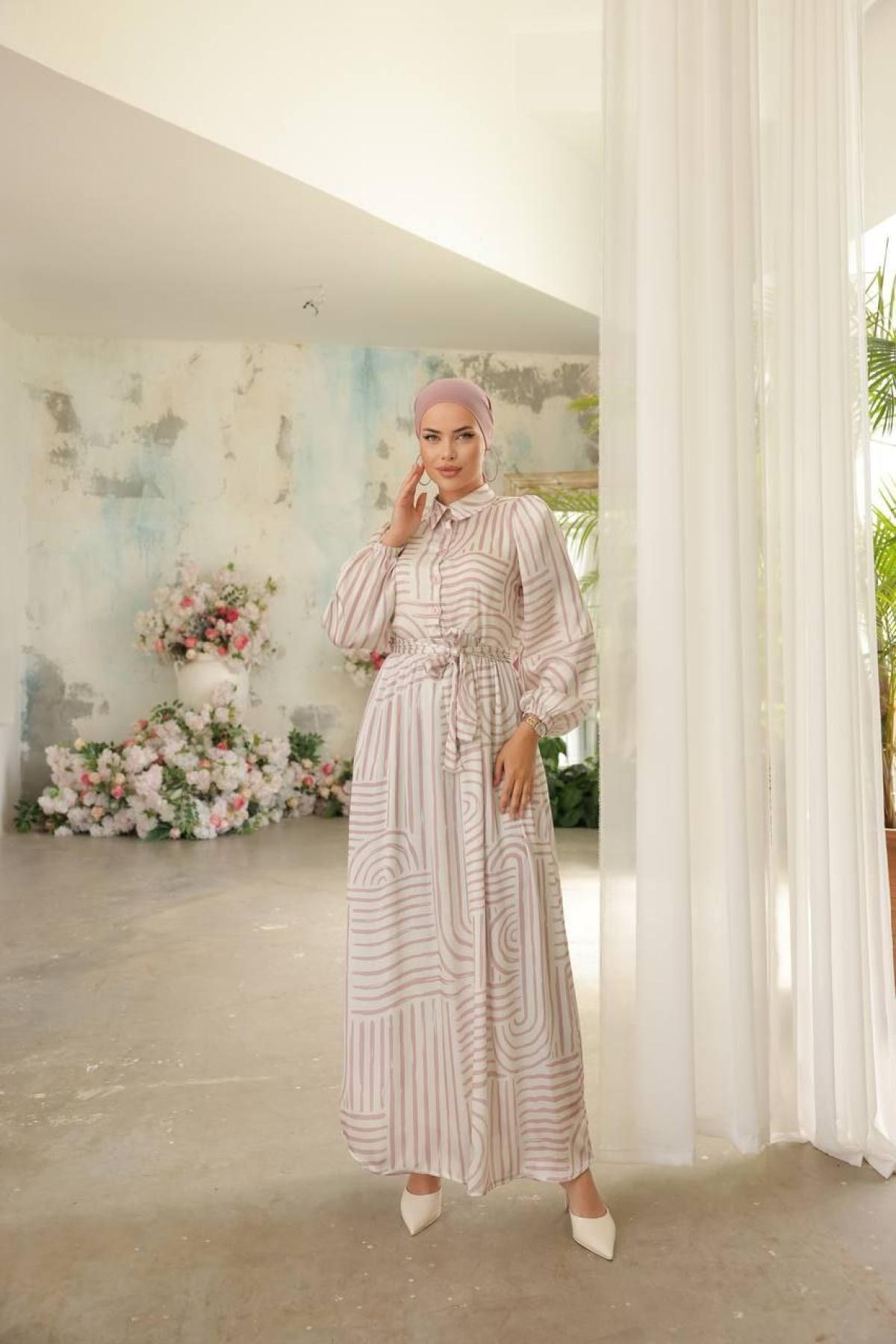 Women hijab maxi dress wholesale Beige color 697338