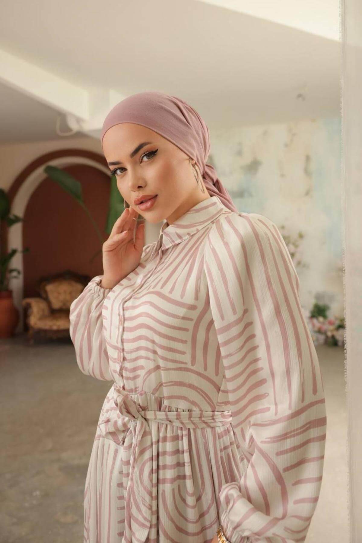 Women hijab maxi dress wholesale Beige color 697338