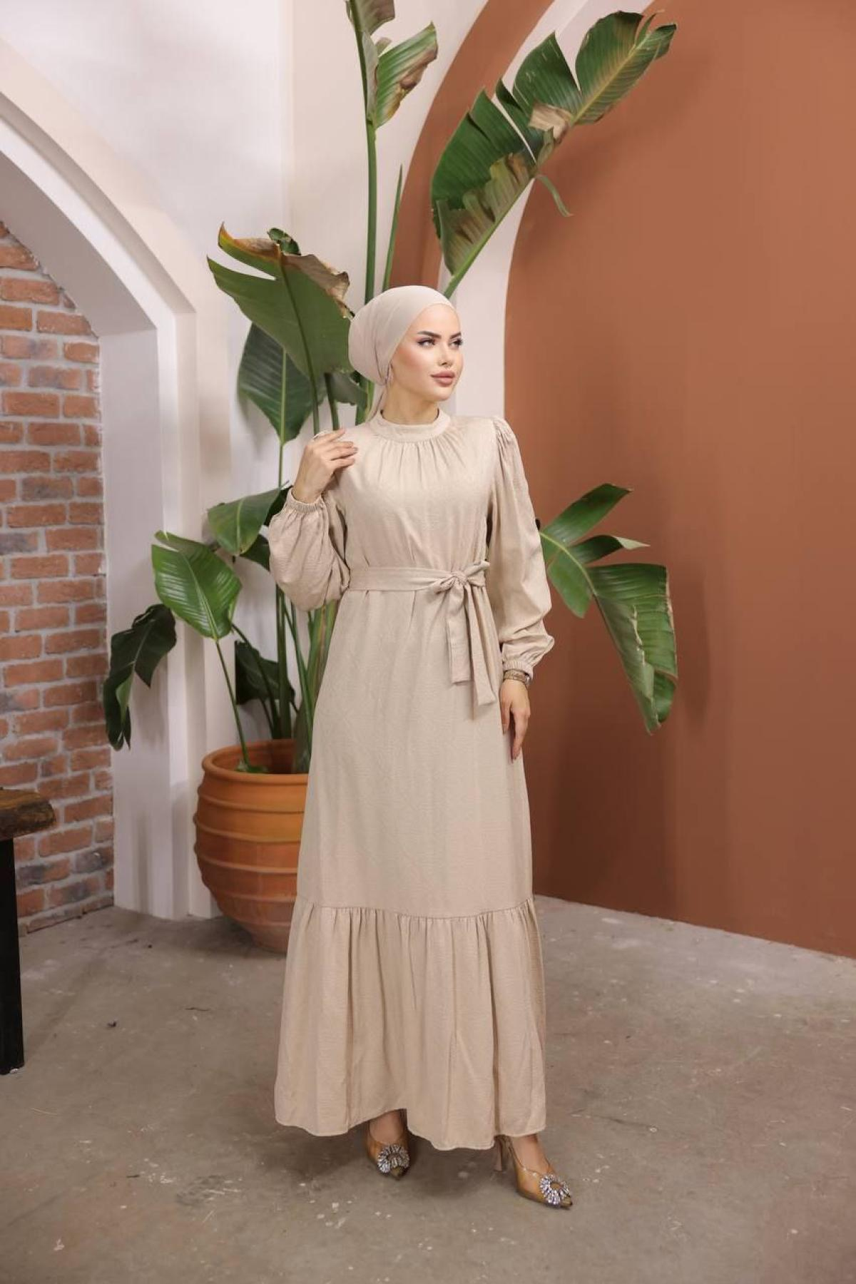 Women hijab maxi dress wholesale Beige color 697433