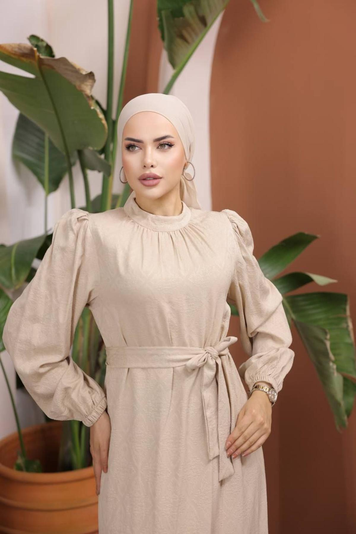 Women hijab maxi dress wholesale Beige color 697433