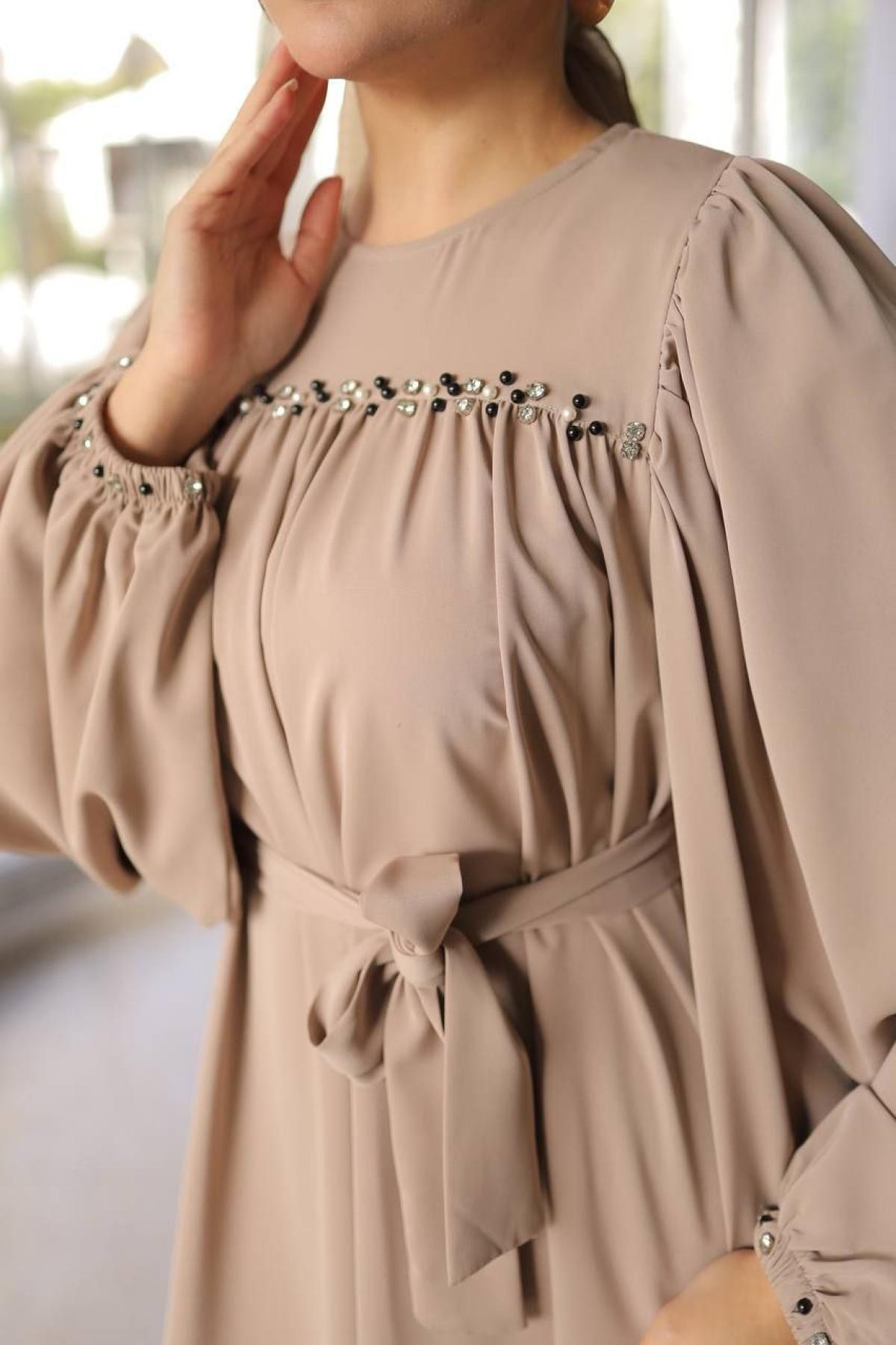 Women hijab maxi dress wholesale Beige color 697438