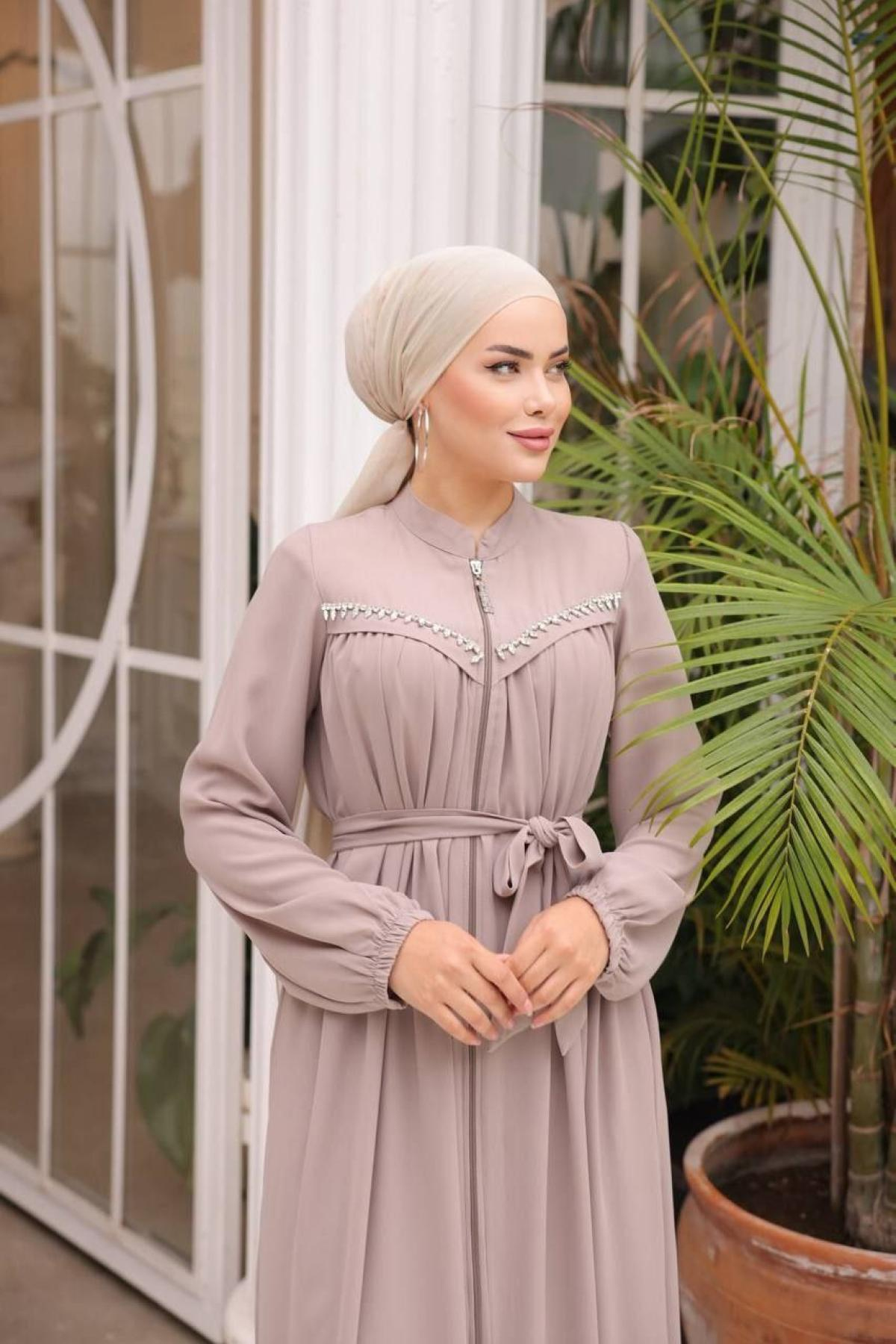 Women hijab maxi dress wholesale Beige color 697400