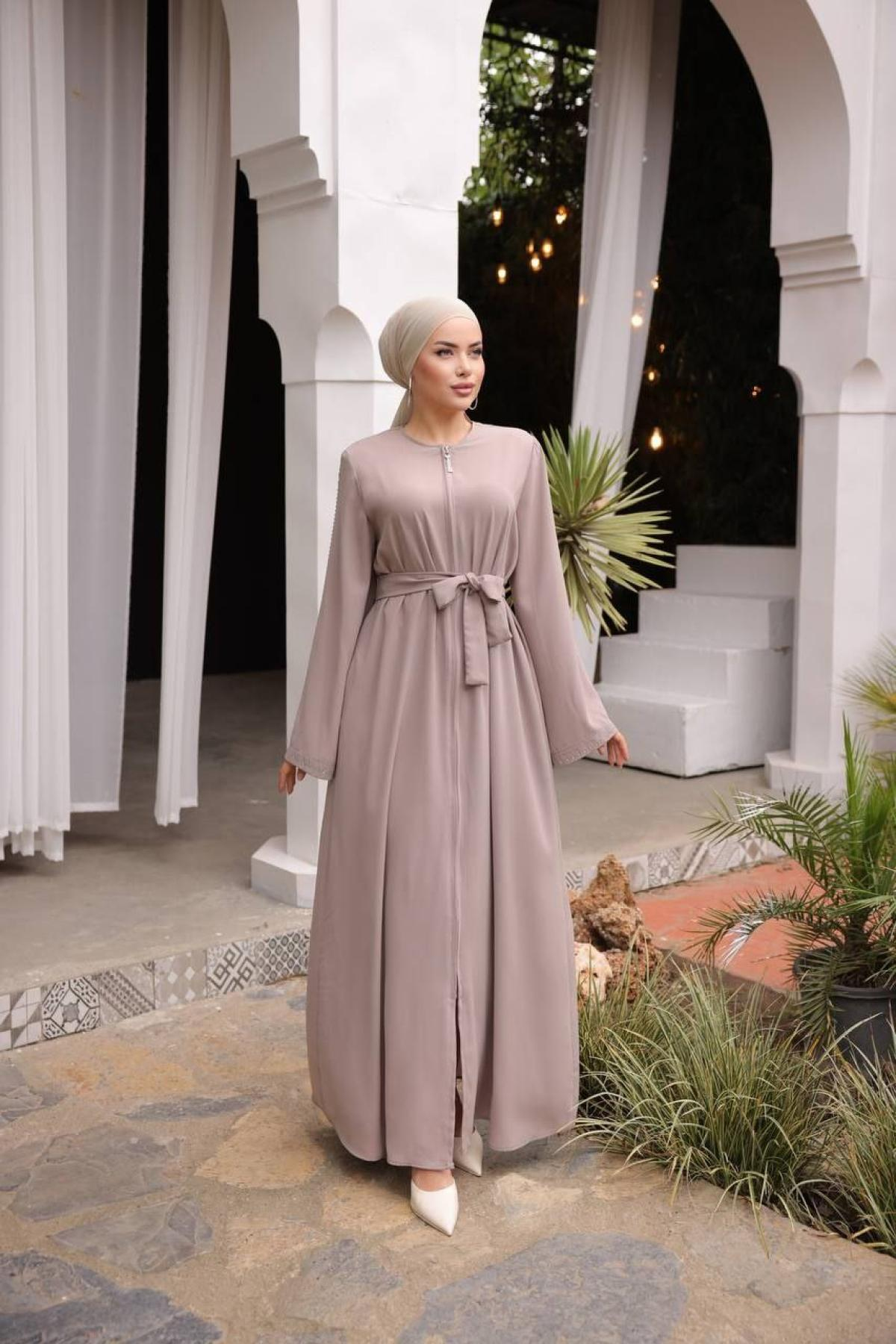 Women hijab maxi dress wholesale Beige color 697409