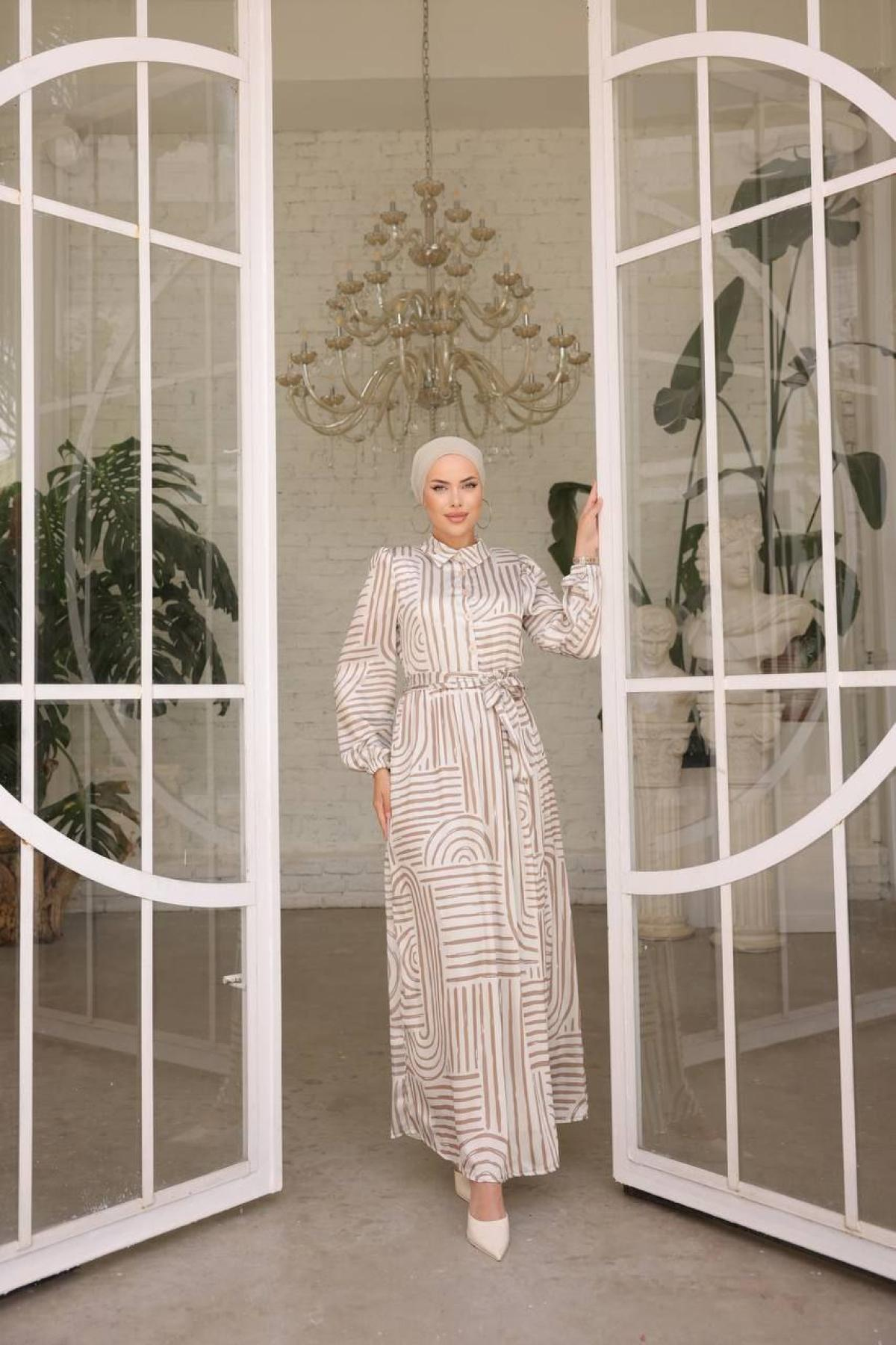 Women hijab maxi dress wholesale Beige color 697335