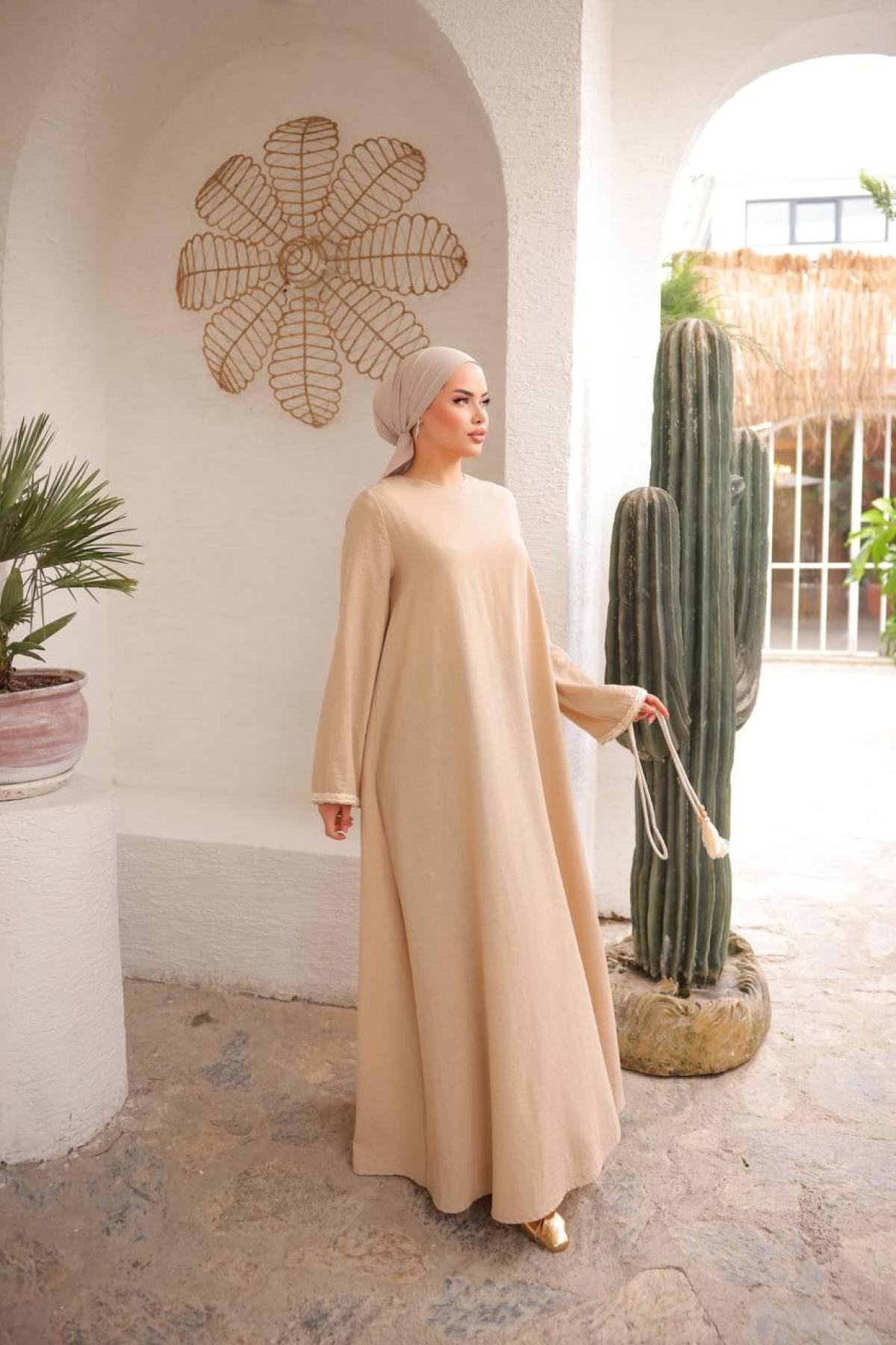 Women hijab maxi dress wholesale Beige color 697427