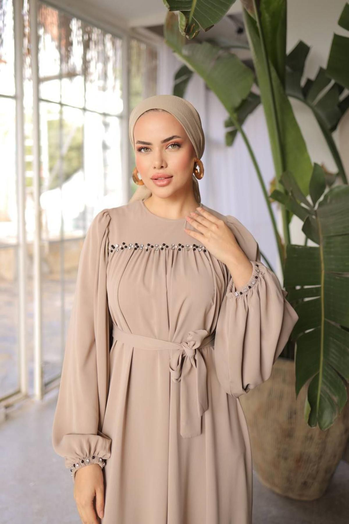 Women hijab maxi dress wholesale Beige color 697438