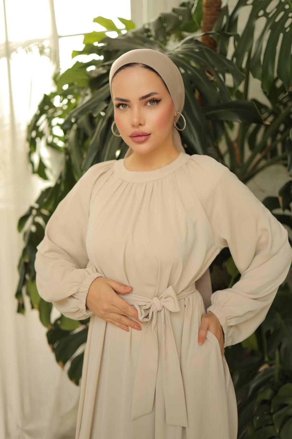 Women hijab maxi dress wholesale Beige color 697456