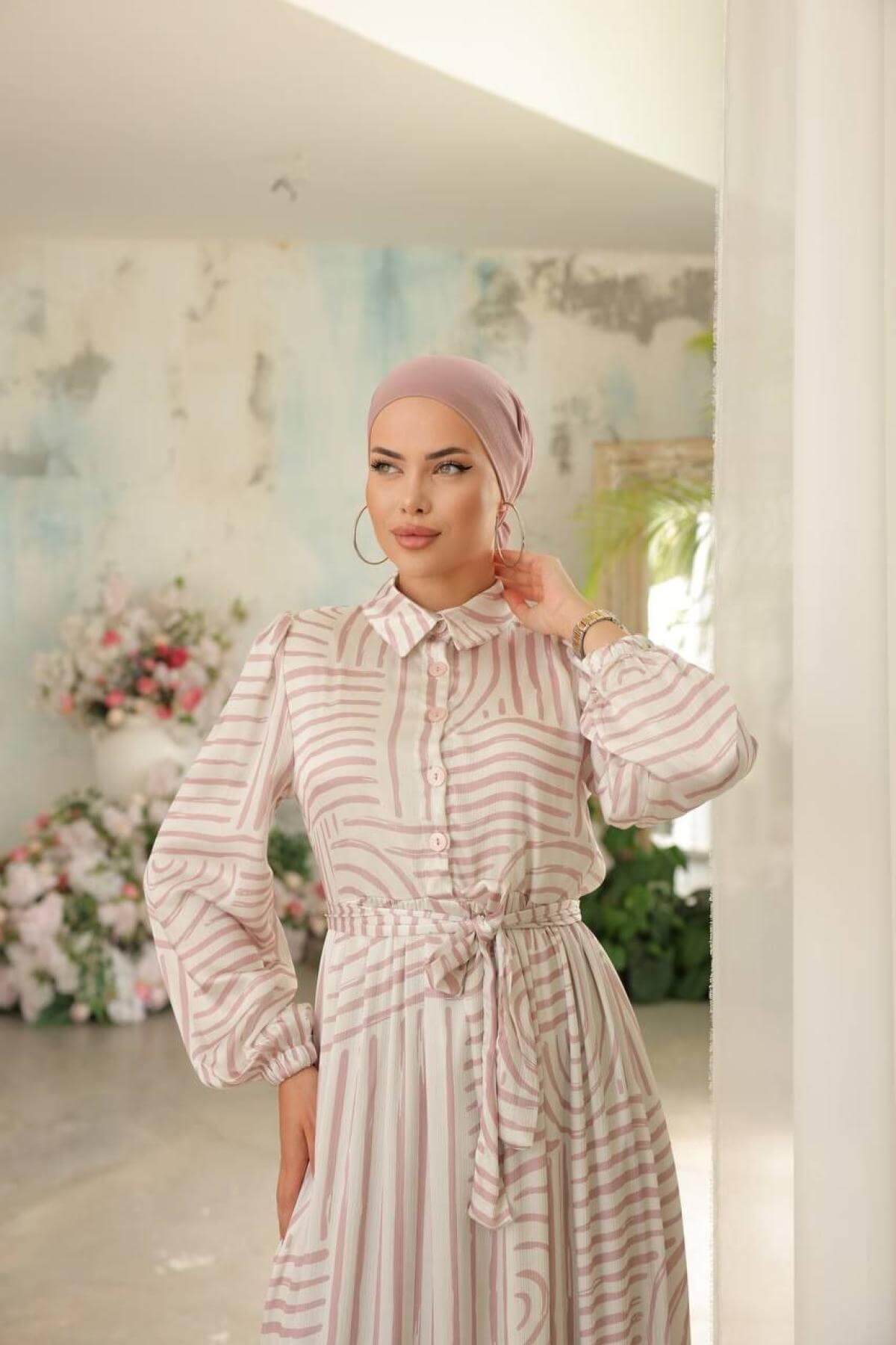 Women hijab maxi dress wholesale Beige color 697338