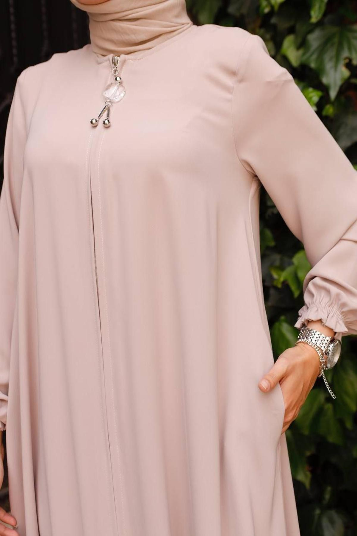 Women hijab maxi dress wholesale Beige color 697386