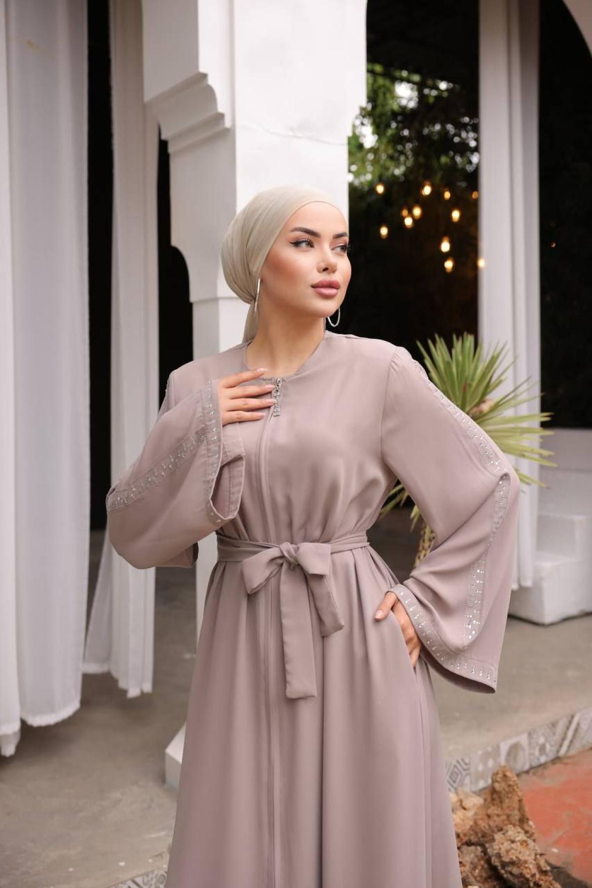 Women hijab maxi dress wholesale Beige color 697409