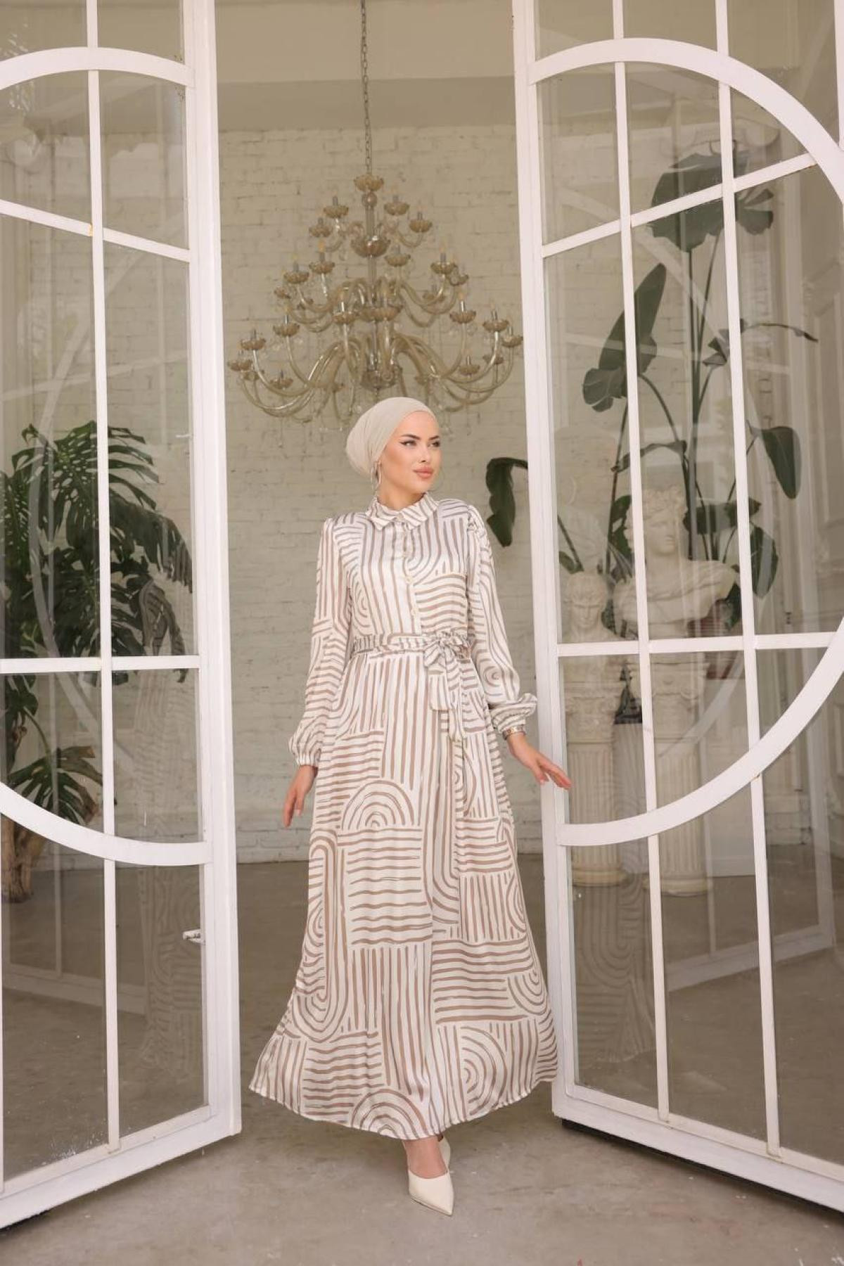 Women hijab maxi dress wholesale Beige color 697335