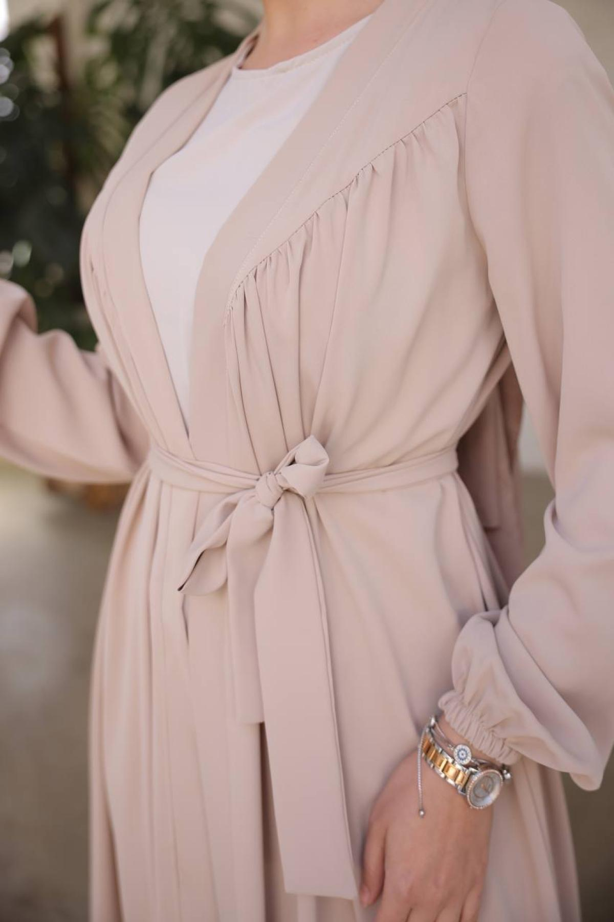 Women hijab maxi dress wholesale Beige color 695812