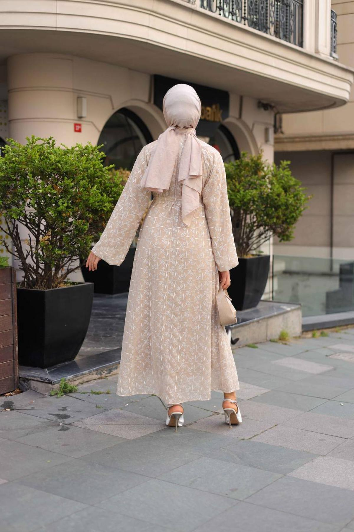 Women hijab maxi dress wholesale Beige color 695964